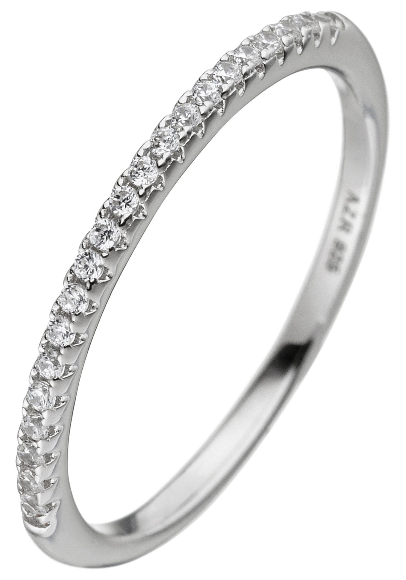 JOBO Silberring, schmal 925 Silber mit 21 Zirkonia