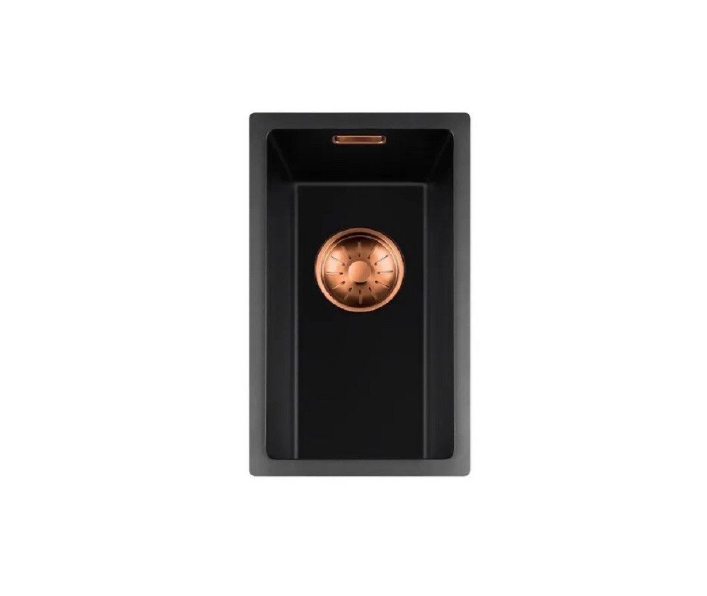 togo Küchenspüle 17BQ-FU-Copper, rechteckig, 21/44 cm, Schwarze Quarz Spüle