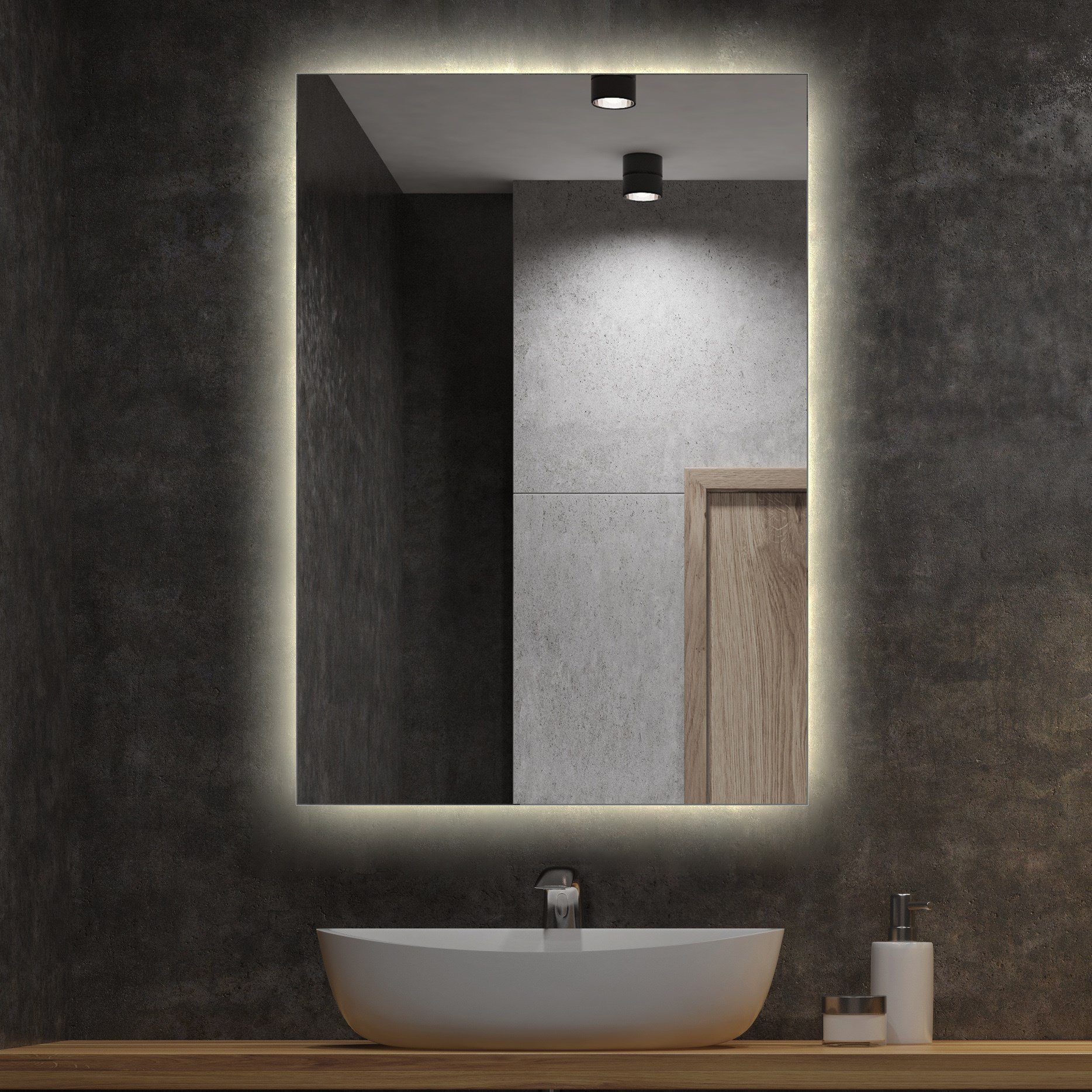 Tulup LED-Lichtspiegel Badspiegel LED Beleuchtung Rechteckig Spiegel Warmweiß, Warmweiß 3000K
