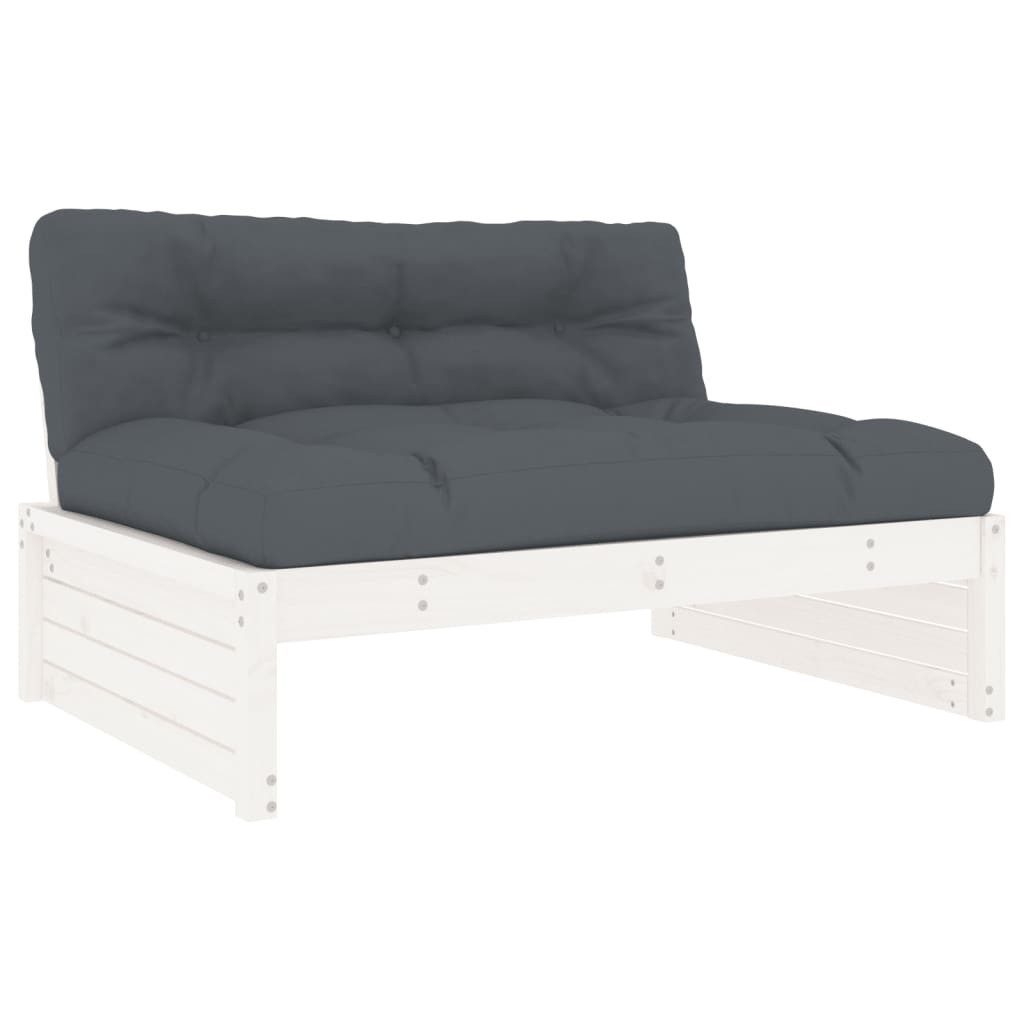 vidaXL Gartenlounge-Mittelteil, Mittelsofa Weiß 120x80 cm Massivholz Kiefer