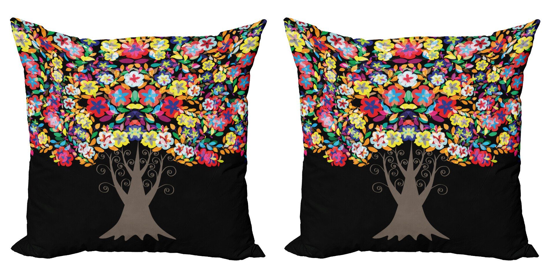 Bunt Abakuhaus Kissenbezüge Doppelseitiger Accent Blumenbäume Stück), Modern Blüten (2 Digitaldruck,