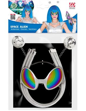 Widmann S.r.l. Kostüm Space Kostüm Set 'Alien' - Silber 68598, Glitzer