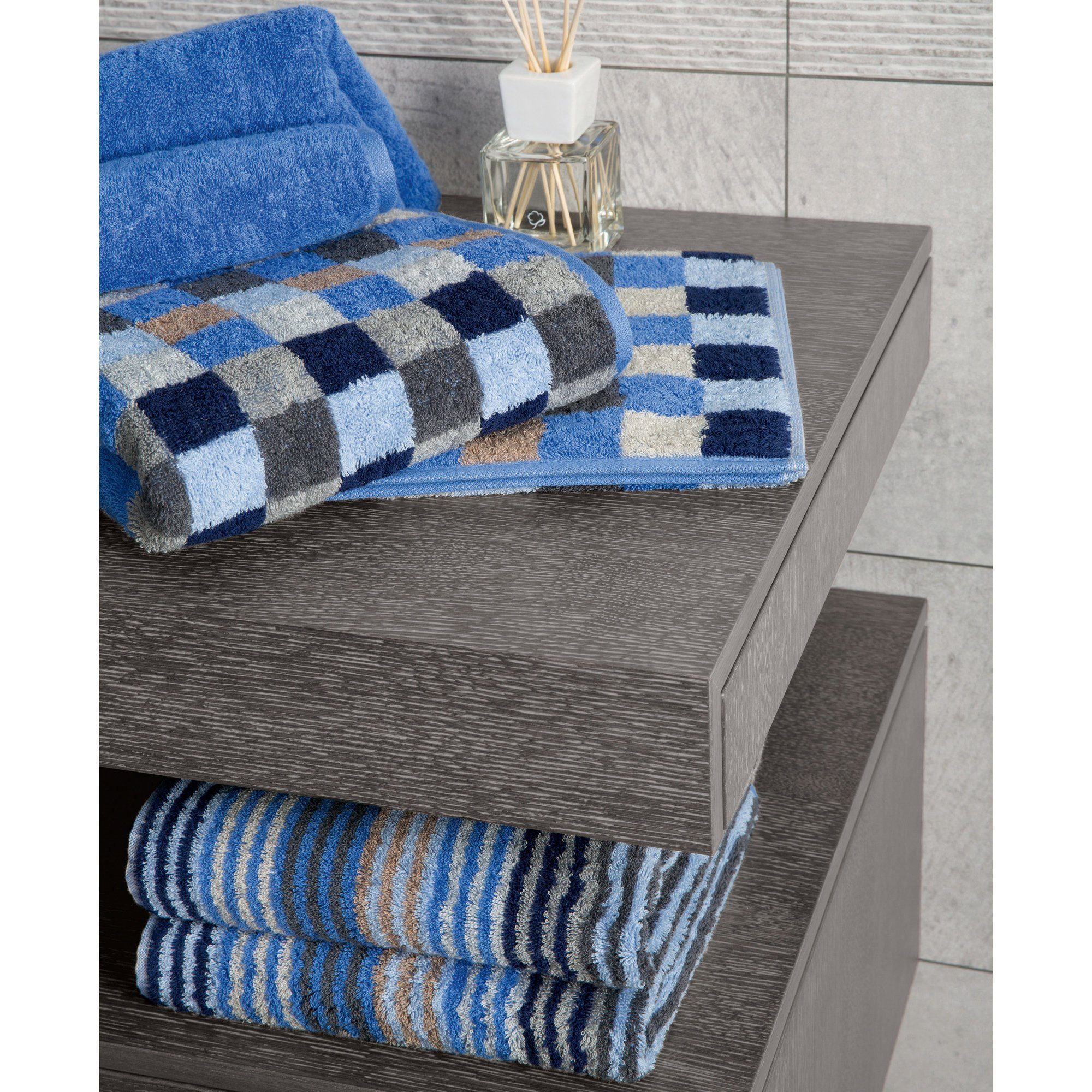 Cawö - Unique Karo 942 - Farbe: koralle - 22 - Waschhandschuh 16x22 cm günstig online kaufen