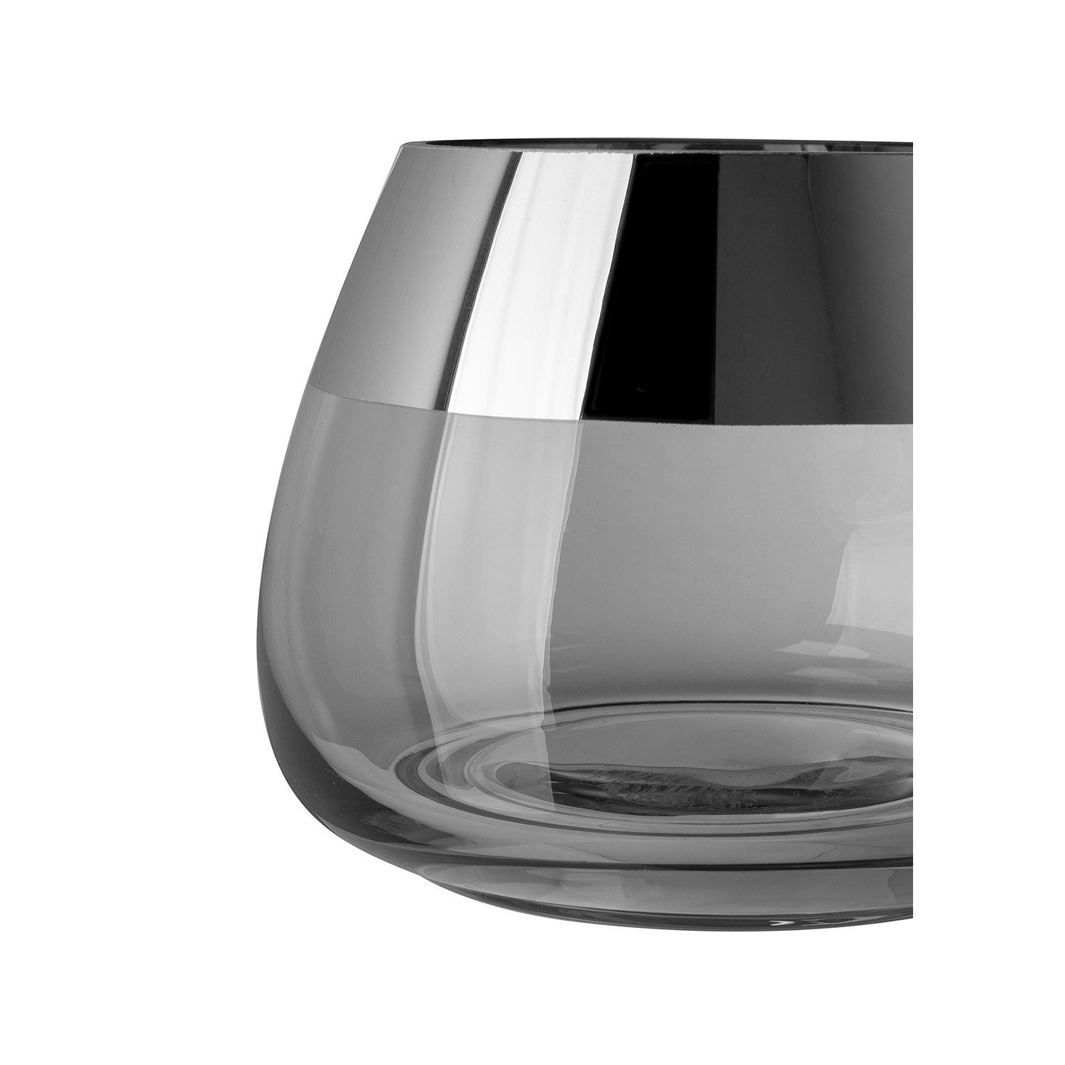 Fink Teelichthalter BELLA Teelichthalter - H.11,6cm x D.15cm - Glas - grau/silberfarben (1xTeelichthalter, 1 St., Leuchte - Geschenk für Frauen), Edles Glas-Win – Bild 4 von 5