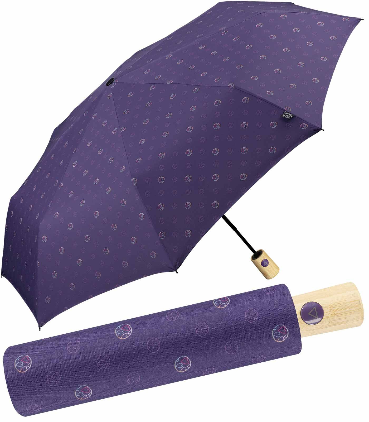 Damen Regenschirme HAPPY RAIN Taschenregenschirm Earth - nachhaltig Auf-Automatik - World Allover, gut geschützt etwas für die U