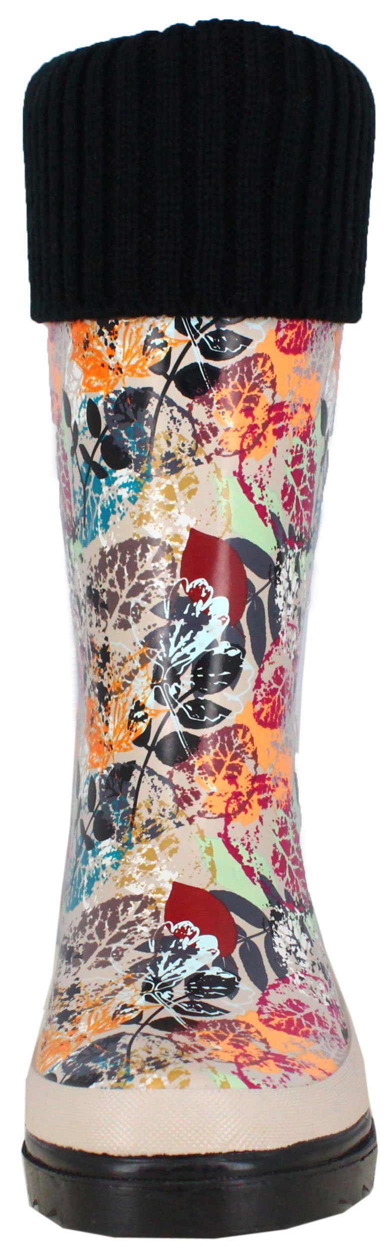 Beck Damen Gummistiefel mit Warmfutter Gummistiefel (aus weichem Naturkautschuk, für warme Füße bei Nässe und Kälte) wasserdicht, mit modischer Strickstulpe