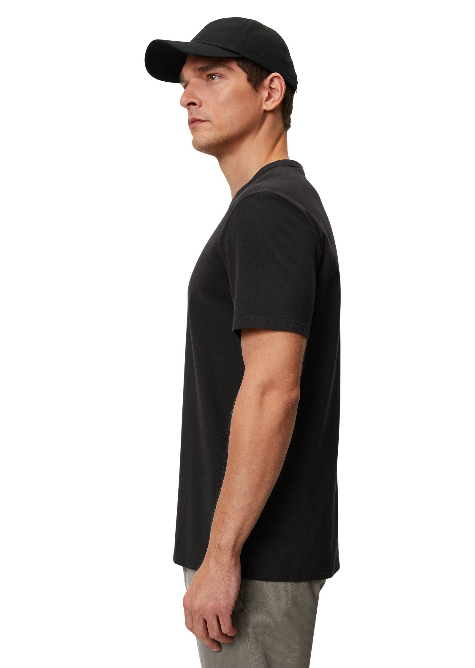 schwarz T-Shirt aus O'Polo Baumwolle hochwertiger Marc