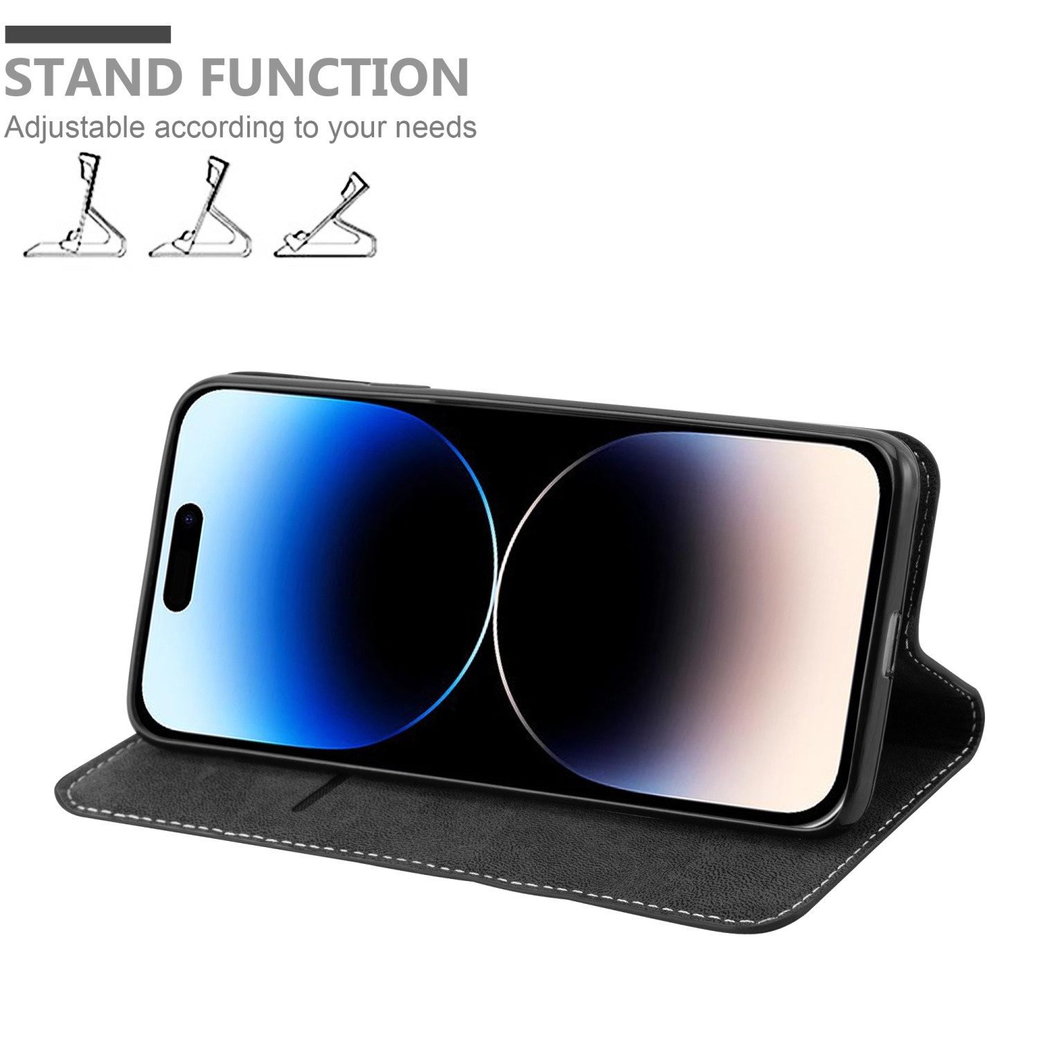 Cadorabo Handyhülle für iPhone 14 PRO Hülle Apple iPhone 14 PRO, Klappbare Handy Schutzhülle - Hülle - mit Standfunktion und Kartenfach