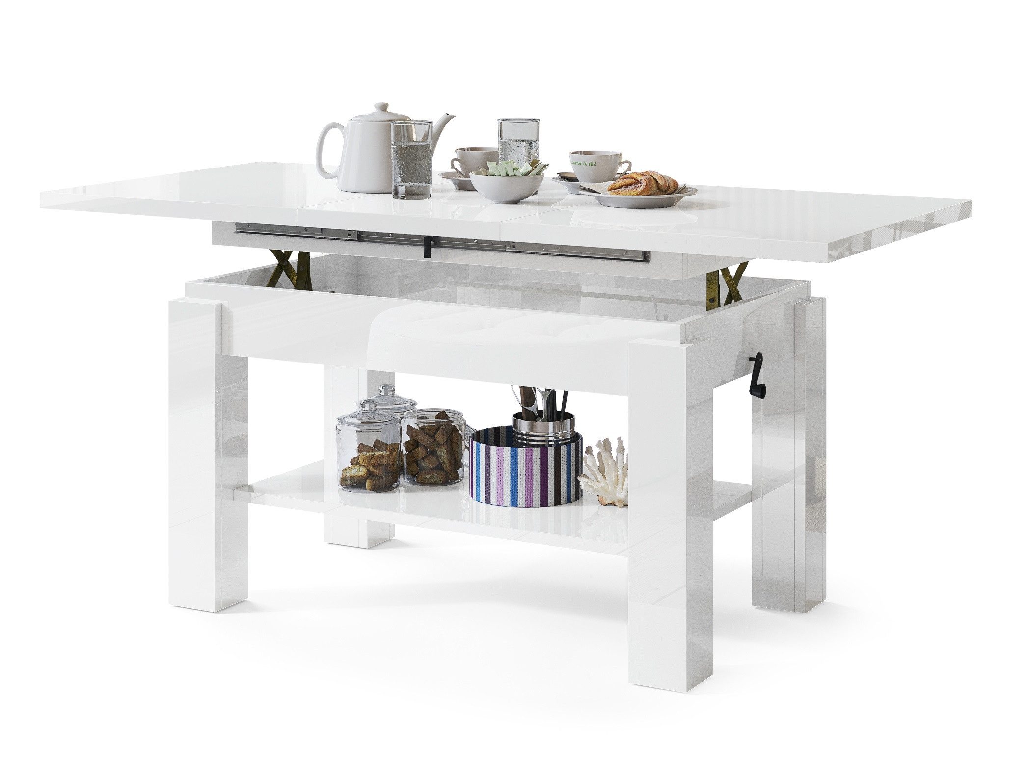 designimpex Couchtisch Couchtisch Astoria Weiß Hochglanz höhenverstellbar a günstig online kaufen