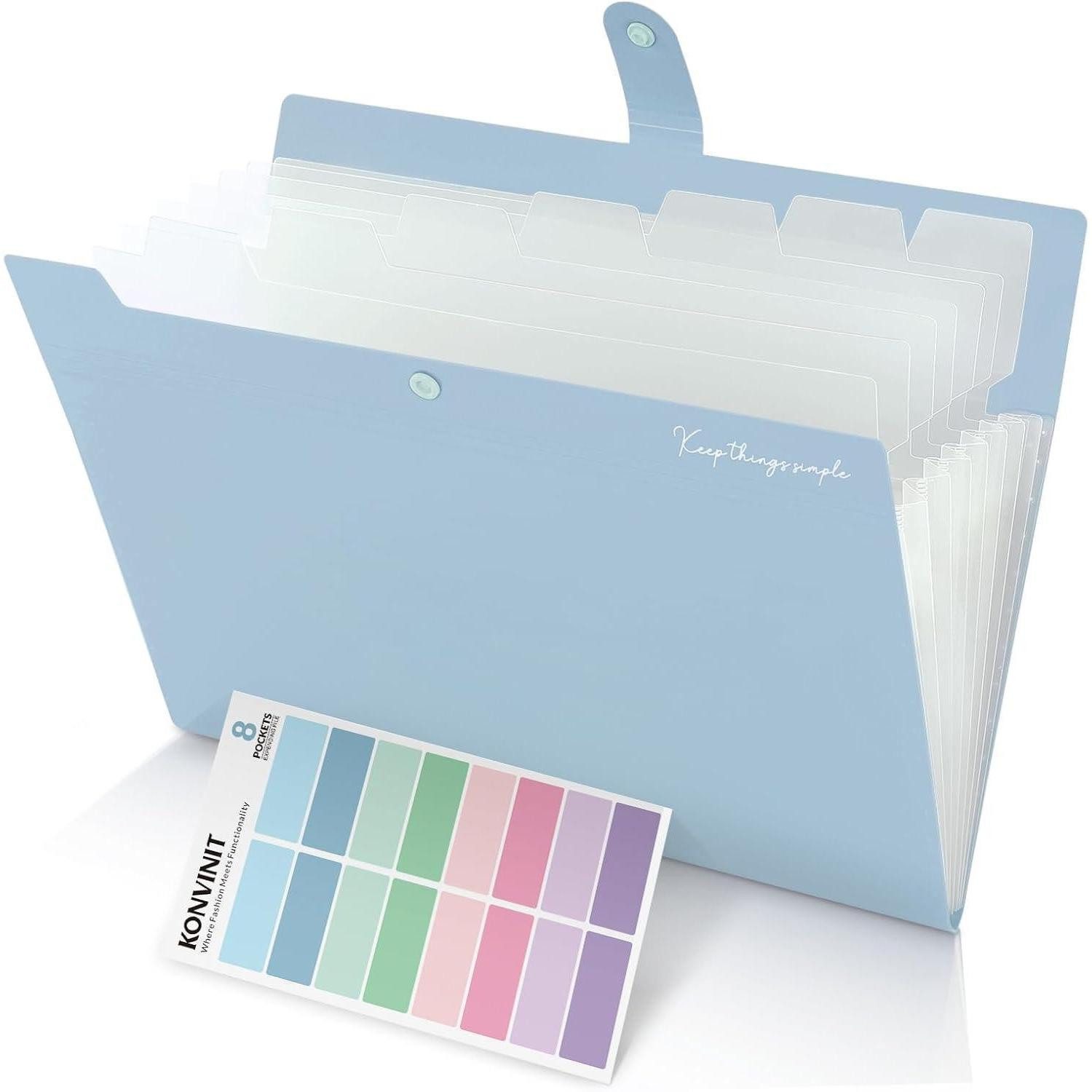 Fächermappe Fächermappe A4 Kunststoff Sortiermappe 7 Fächer A4 8 Tasche skyblue