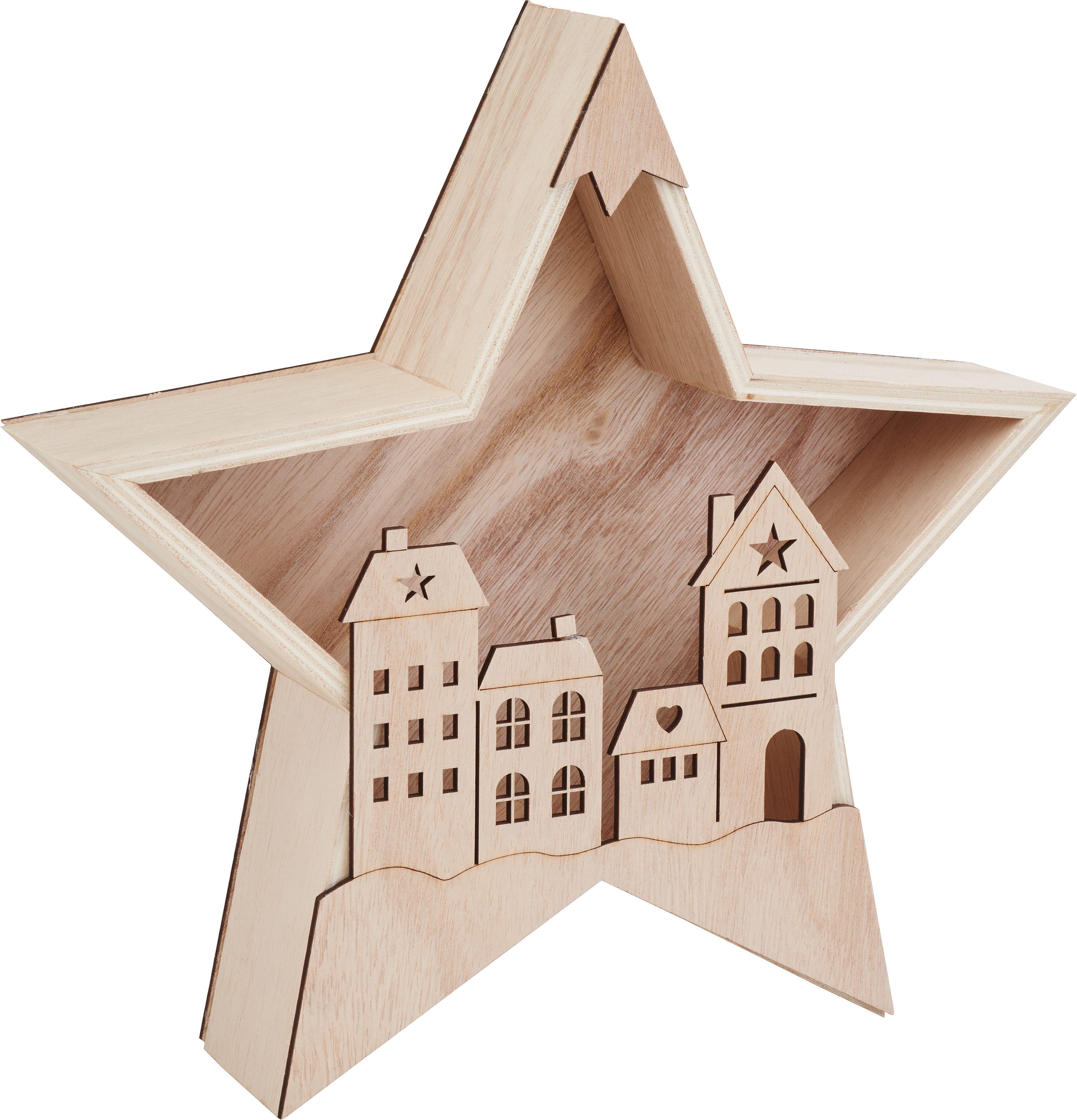 VBS Modellbausatz Holzstern mit Häuserfront, (4-tlg), 4 Teile