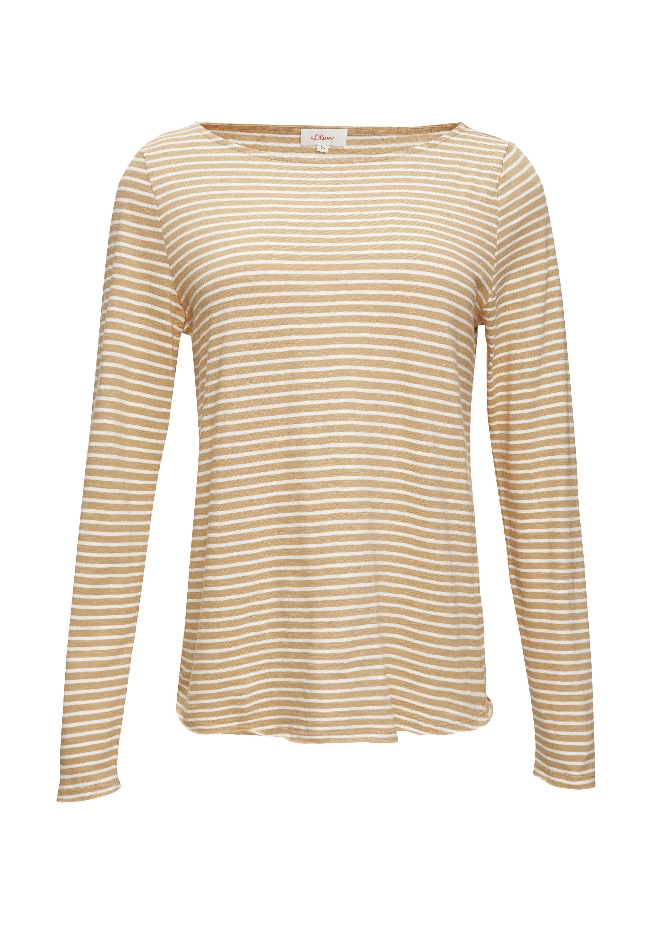 s.Oliver Langarmshirt T-Shirt Longsleeve mit Flammgarnstruktur und U-Boot-A günstig online kaufen