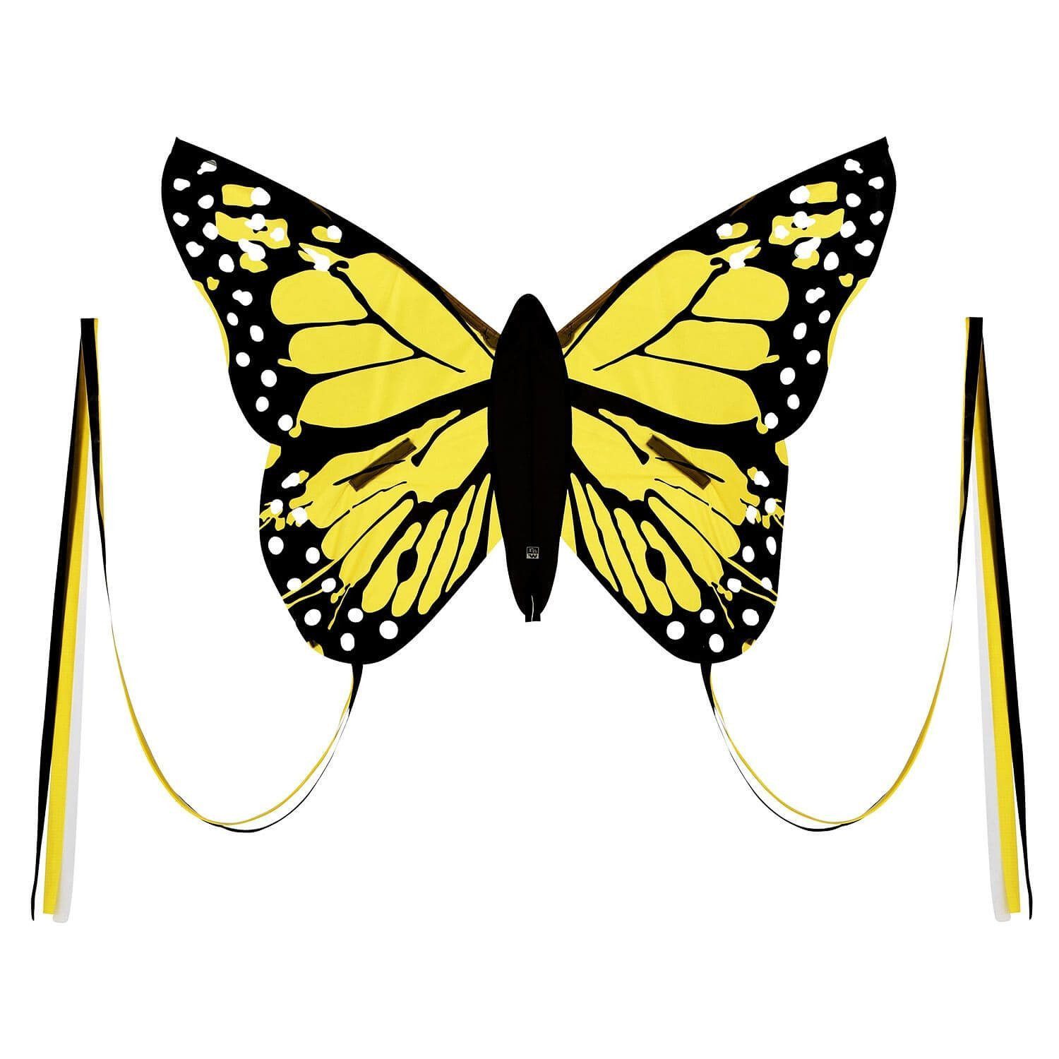 Wolkenstürmer Flug-Drache Ready to Fly Kite for Children Bella Butterfly Outdoor Drachen, (Schmetterlingsdrachen Gelb ab 3 Jahren Outdoor Spielzeug, 1-tlg), Strandspielzeug, Flugfertiger Kinderdrachen 110 cm (gelb)