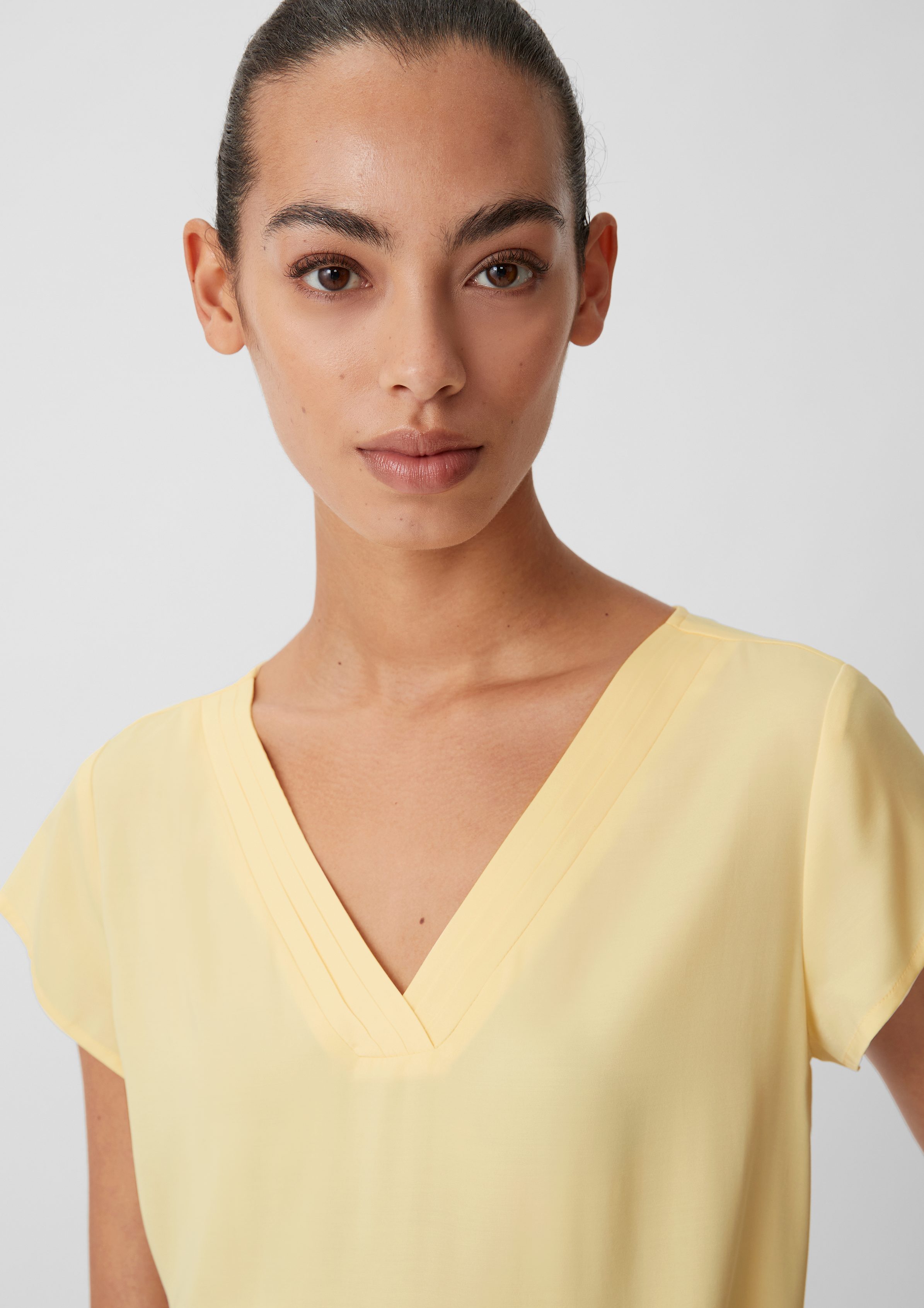 Comma Damen Bluse Aus Chiffon – Allover-Print, Lange Ärmel, Relaxed Fit, Tunika-Ausschnitt