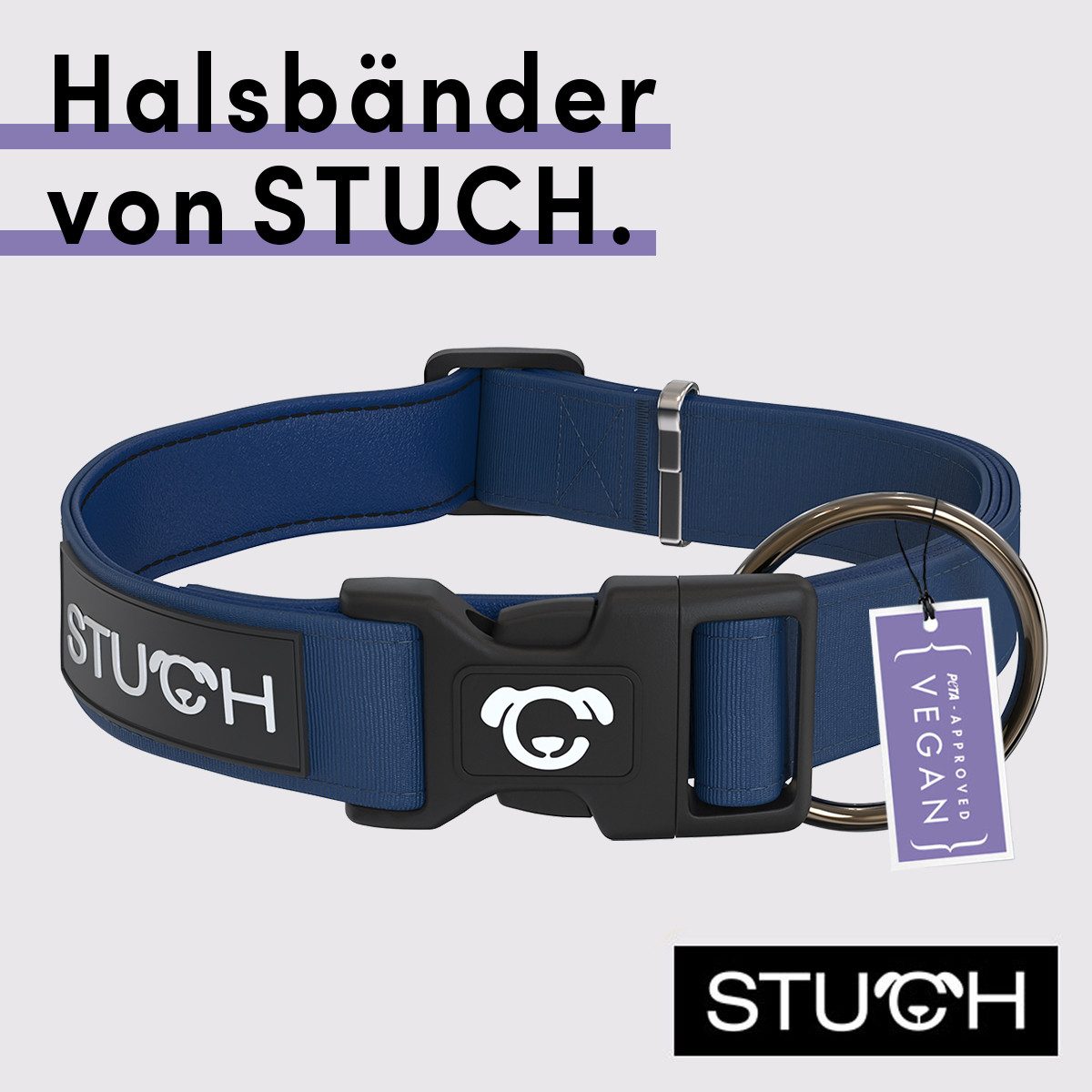 STUCH Hunde-Halsband STUCH Hundehalsband - verstellbares und gepolstertes Nylon Halsband