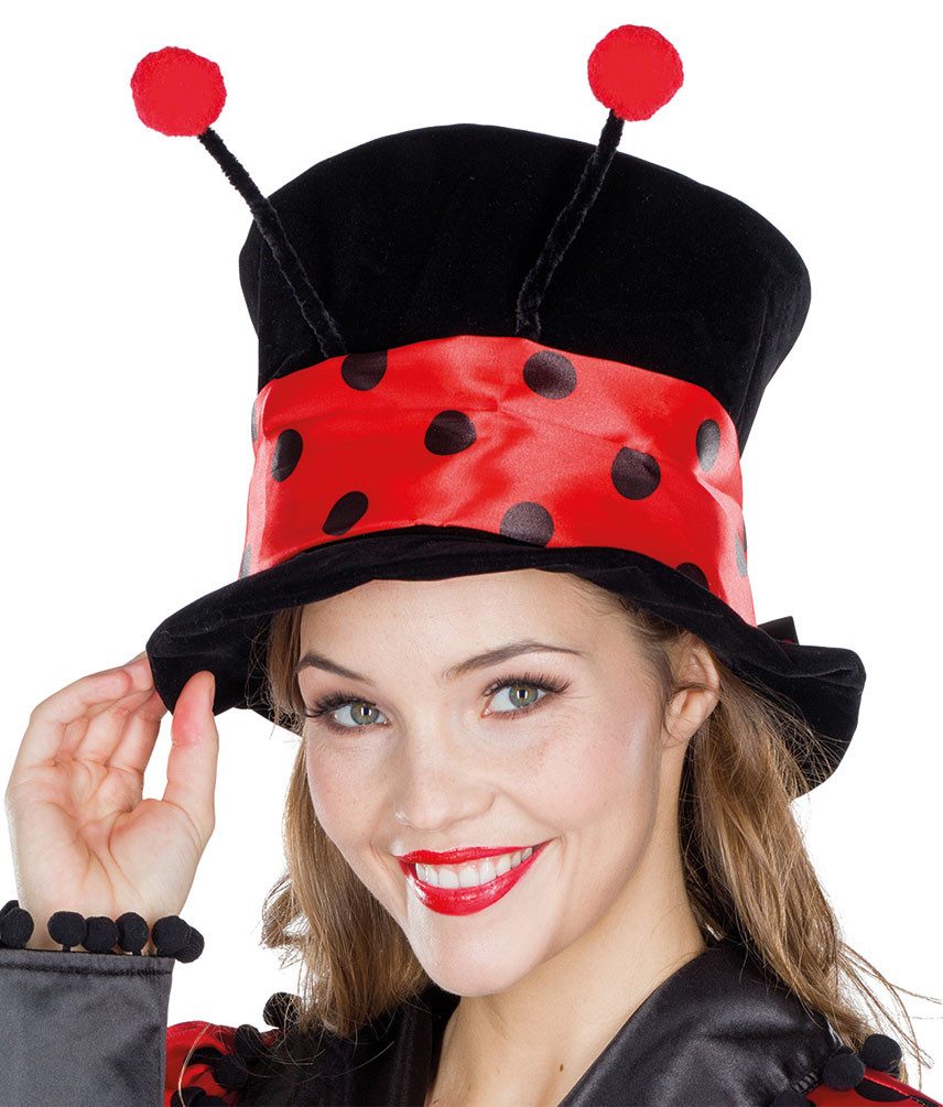 Karneval-Klamotten Kostüm Marienkäfer Hut Zylinder Samt schwarz rot m Fühle günstig online kaufen