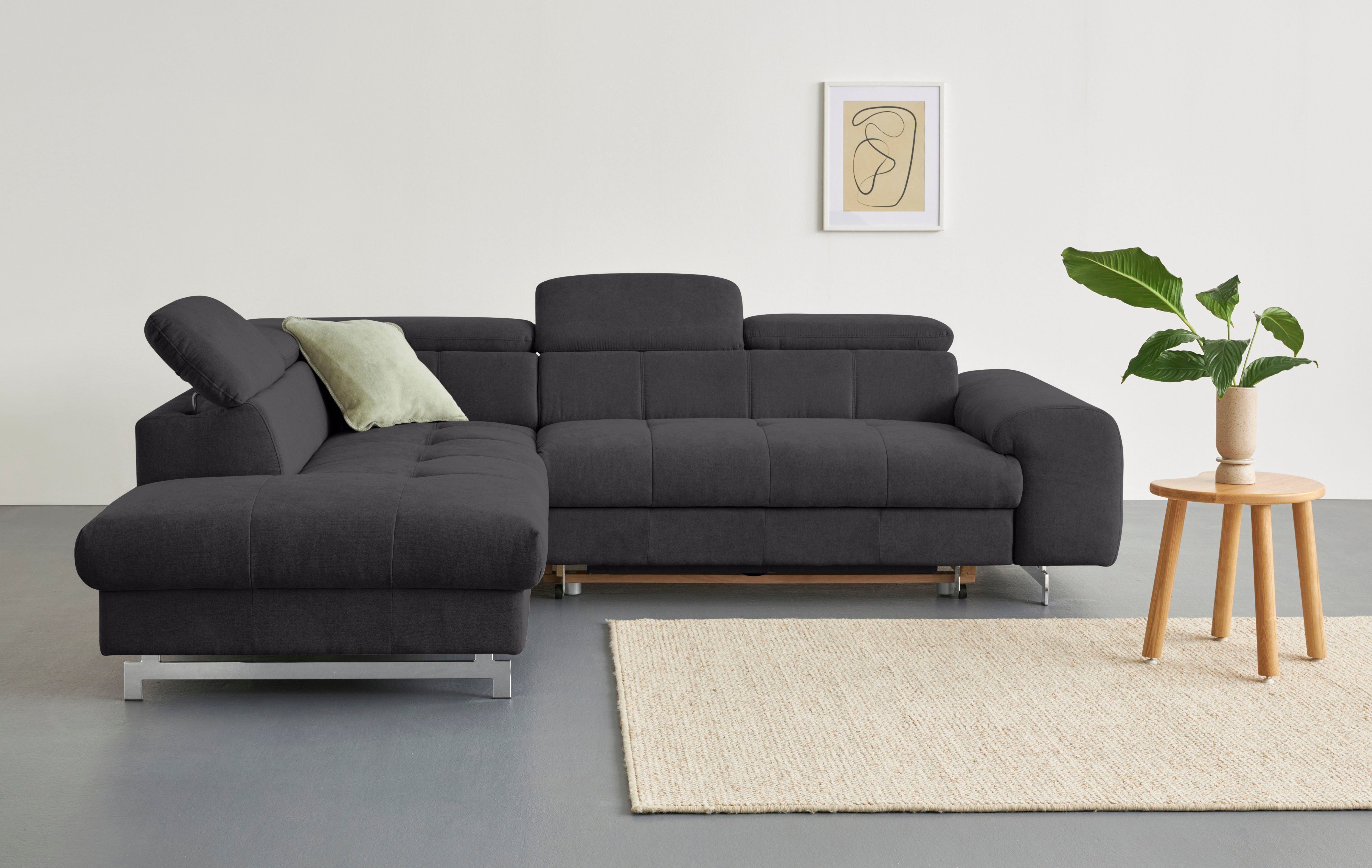 COTTA Ecksofa "Chef L-Form", mit Kopfteilverstellung, edle Metallkufen, wah günstig online kaufen