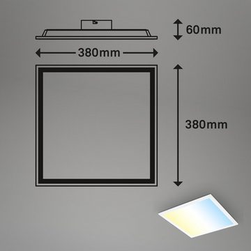 Briloner Leuchten LED Panel 7093016, CCT Farbtemperatursteuerung, Fernbedienung, dimmbar, Timer, Nachtlicht, Speicherfunktion, LED fest verbaut, Kaltweiß, Neutralweiß, Tageslichtweiß, Warmweiß, Deckenlampe, 38x38x6cm, Weiß, 21W, Wohnzimmer, Schlafzimmer, Küche