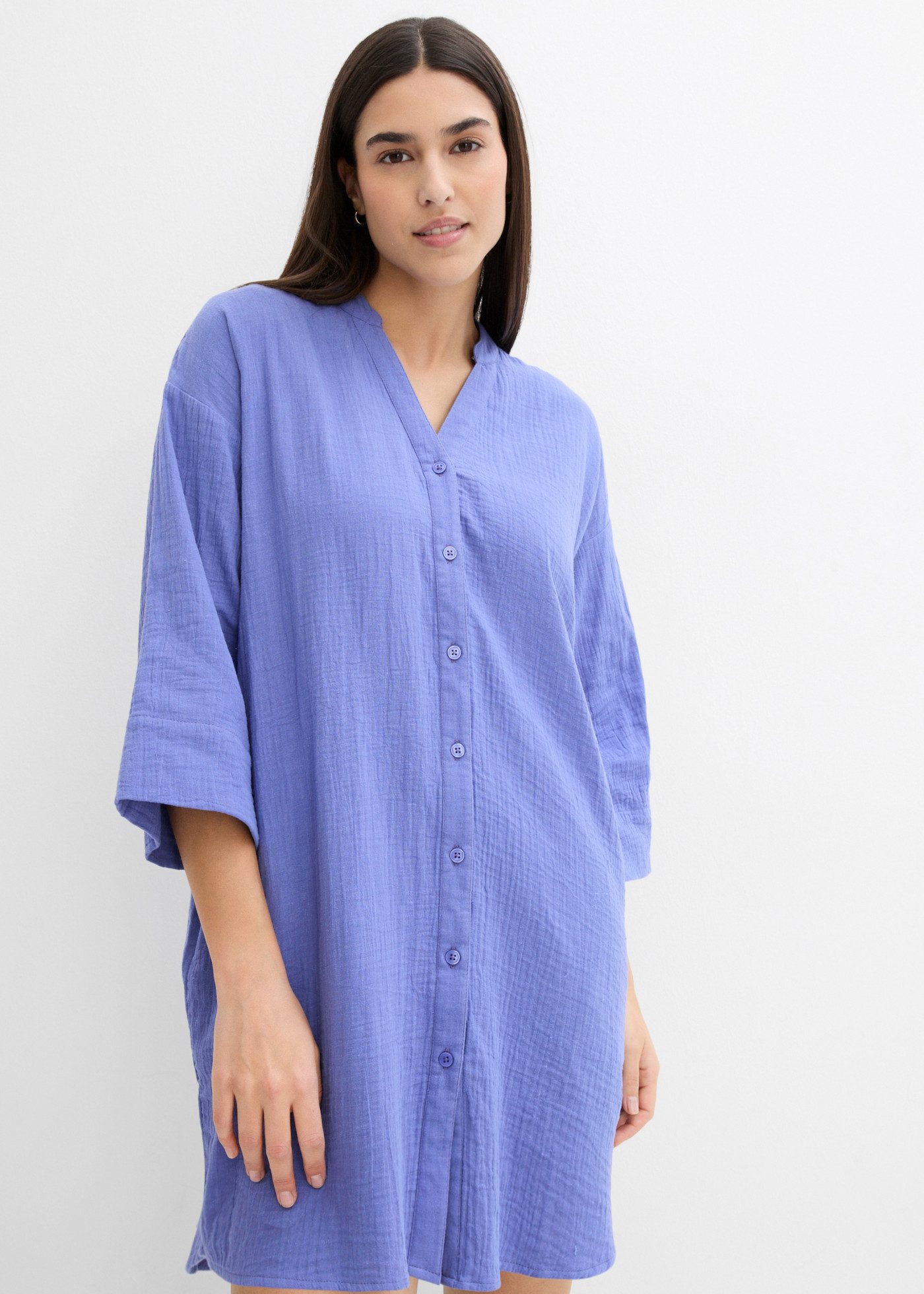 bonprix Blusenkleid aus Baumwoll-Musselin, lockerer Schnitt, leichtes Material