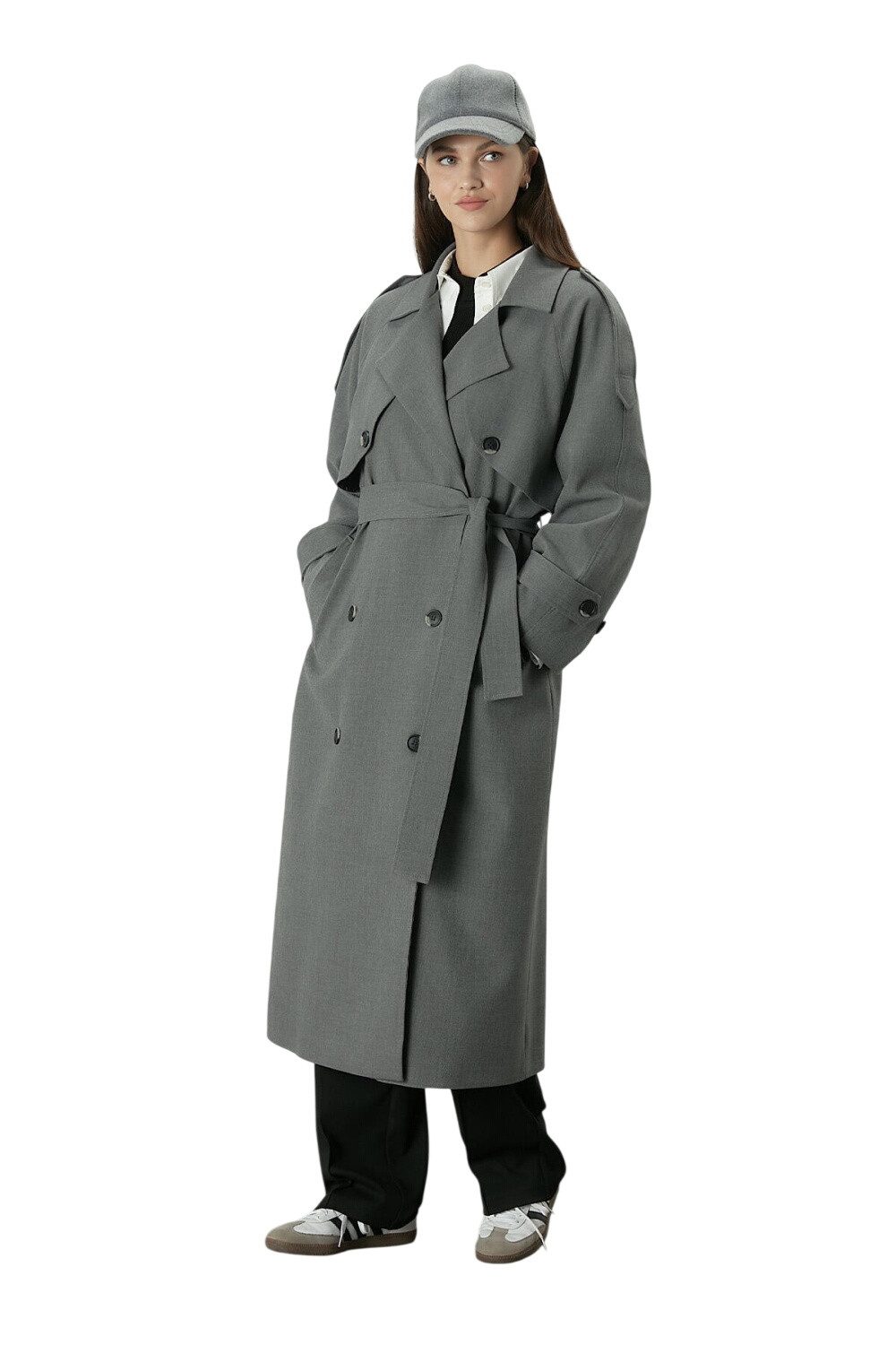 MANUKA Trenchcoat Premium Übergröße Schwarzer Trenchcoat
