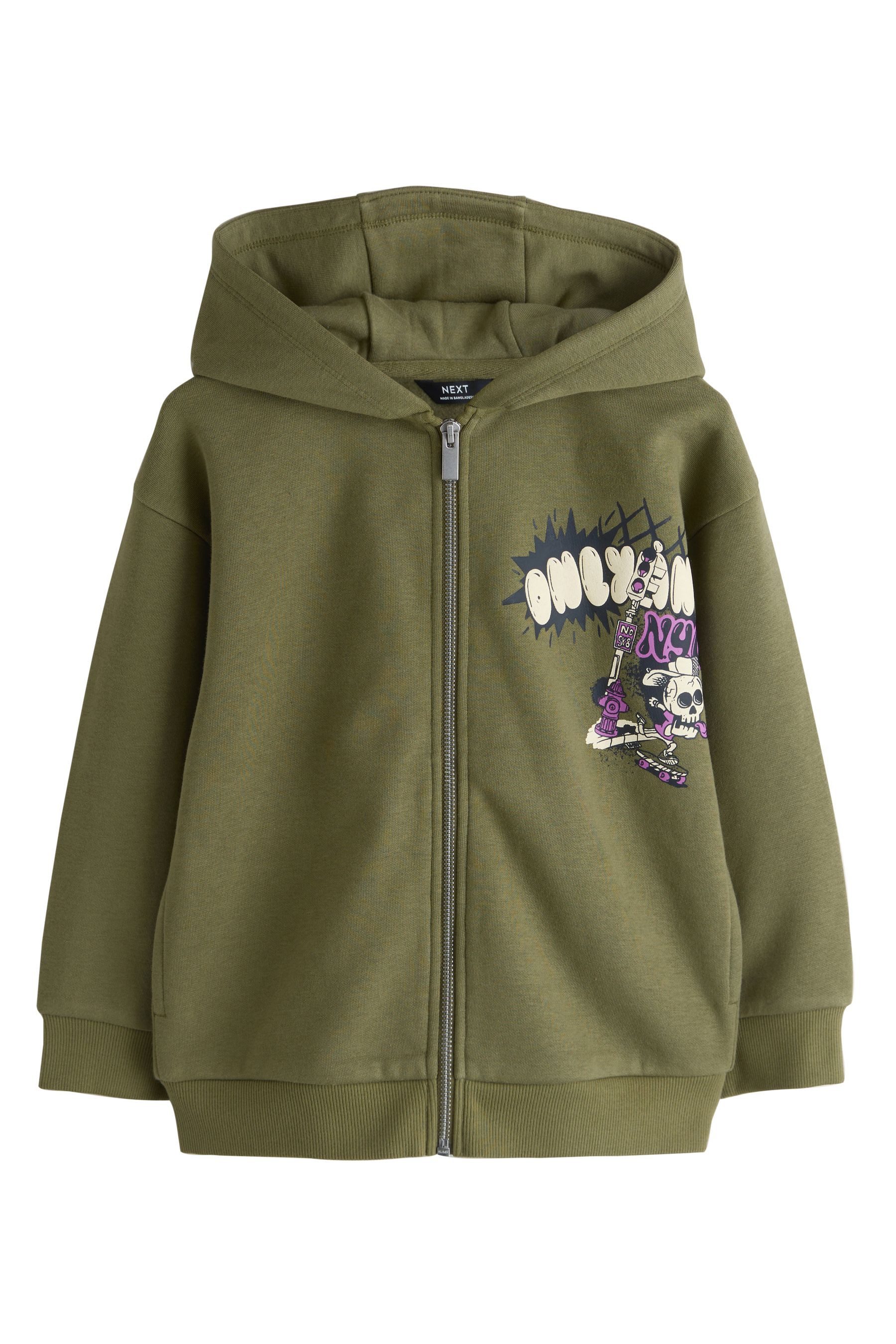 Hoodie Reißverschluss-Kapuzenjacke mit Grafik