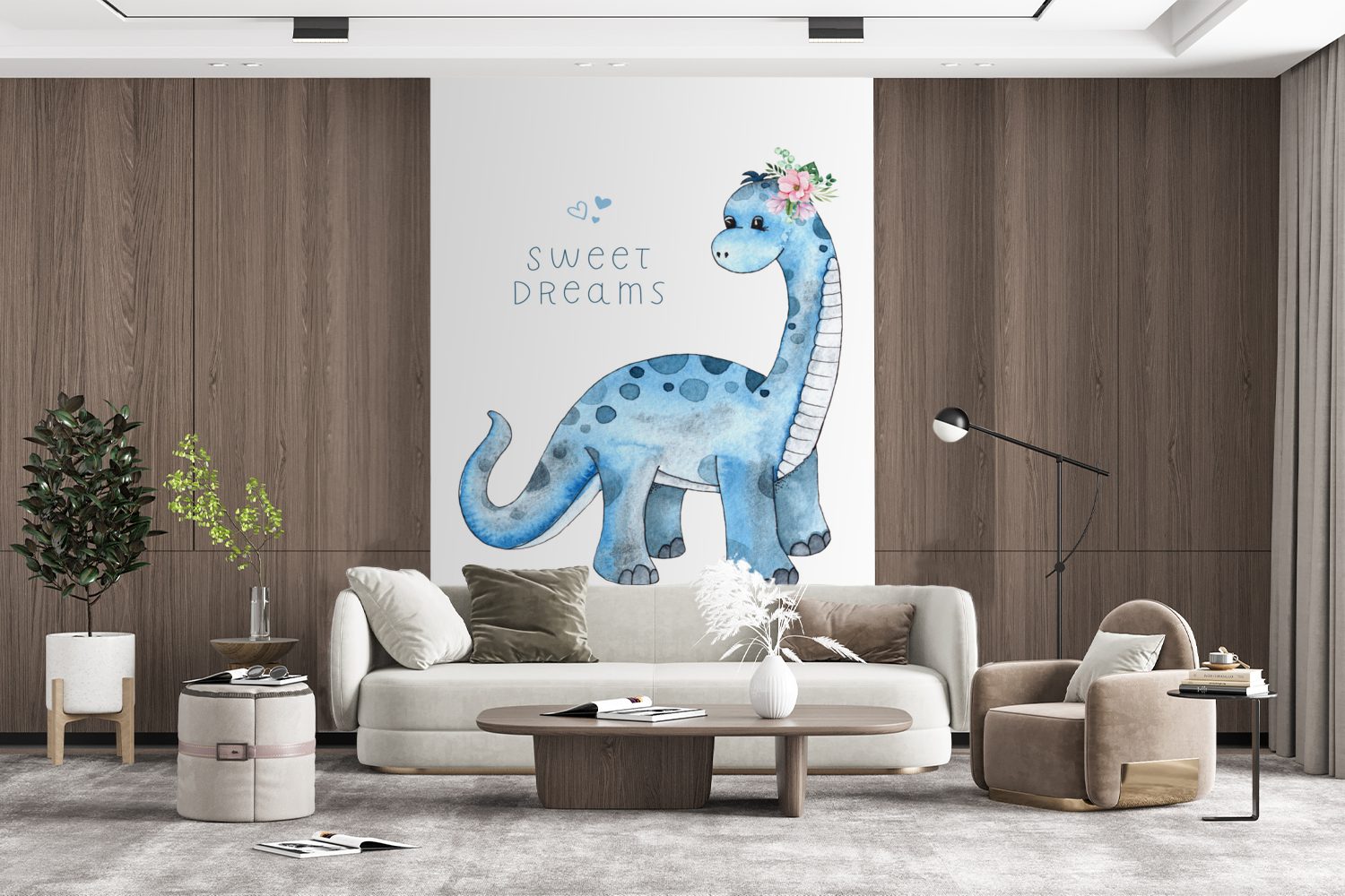 MuchoWow Fototapete Kinderzimmer - Blau bedruckt, Wandtapete Kinder, - Matt, - Jungen - Wohnzimmer, St), Tapete (3 - Montagefertig Dinosaurier Vinyl Mädchen für