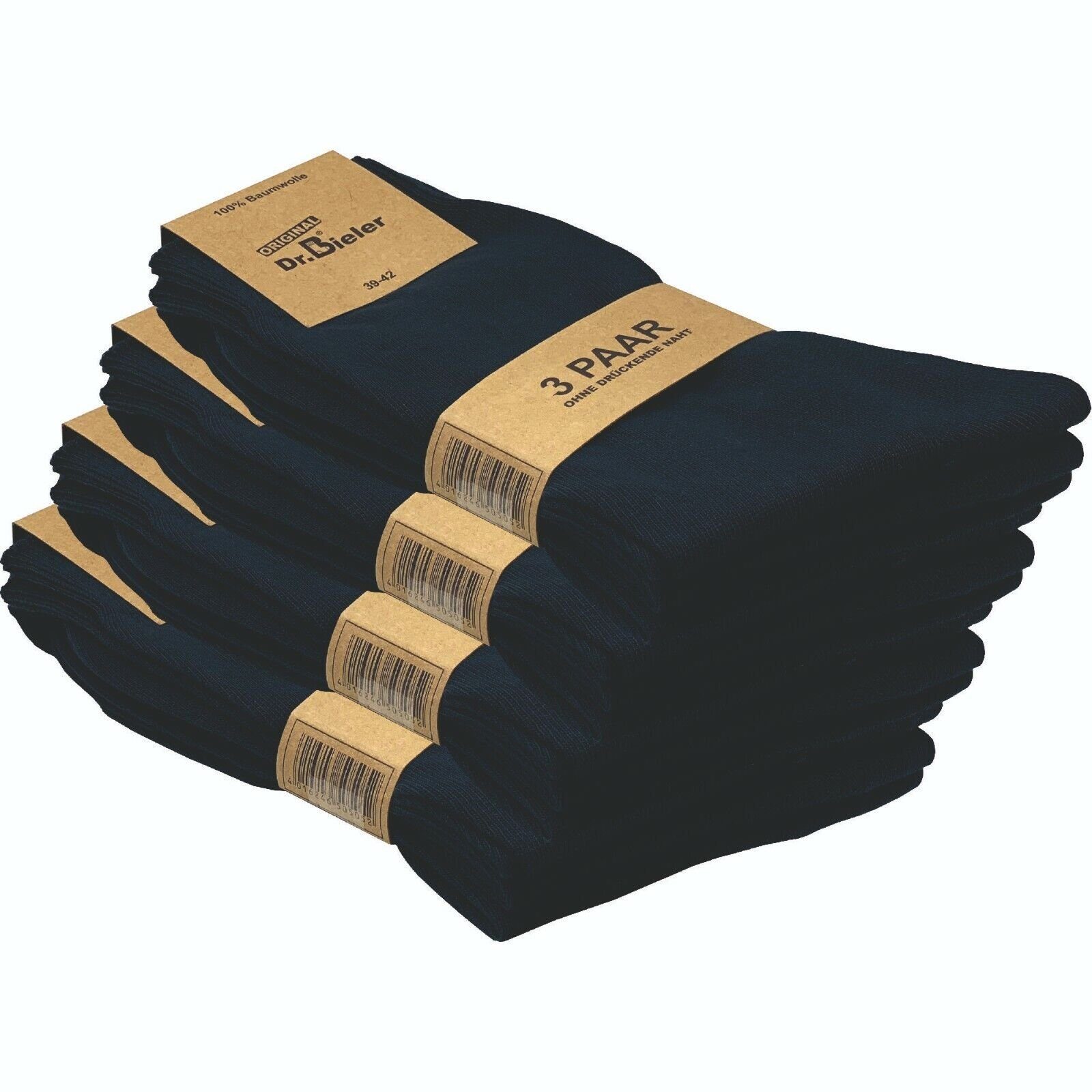 GAWILO Basicsocken für Herren aus 100% Baumwolle - ohne Gummi - ohne drückende Naht (12 Paar) in schwarz, weiß & blau - für Preisbewusste in ansprechender Qualität