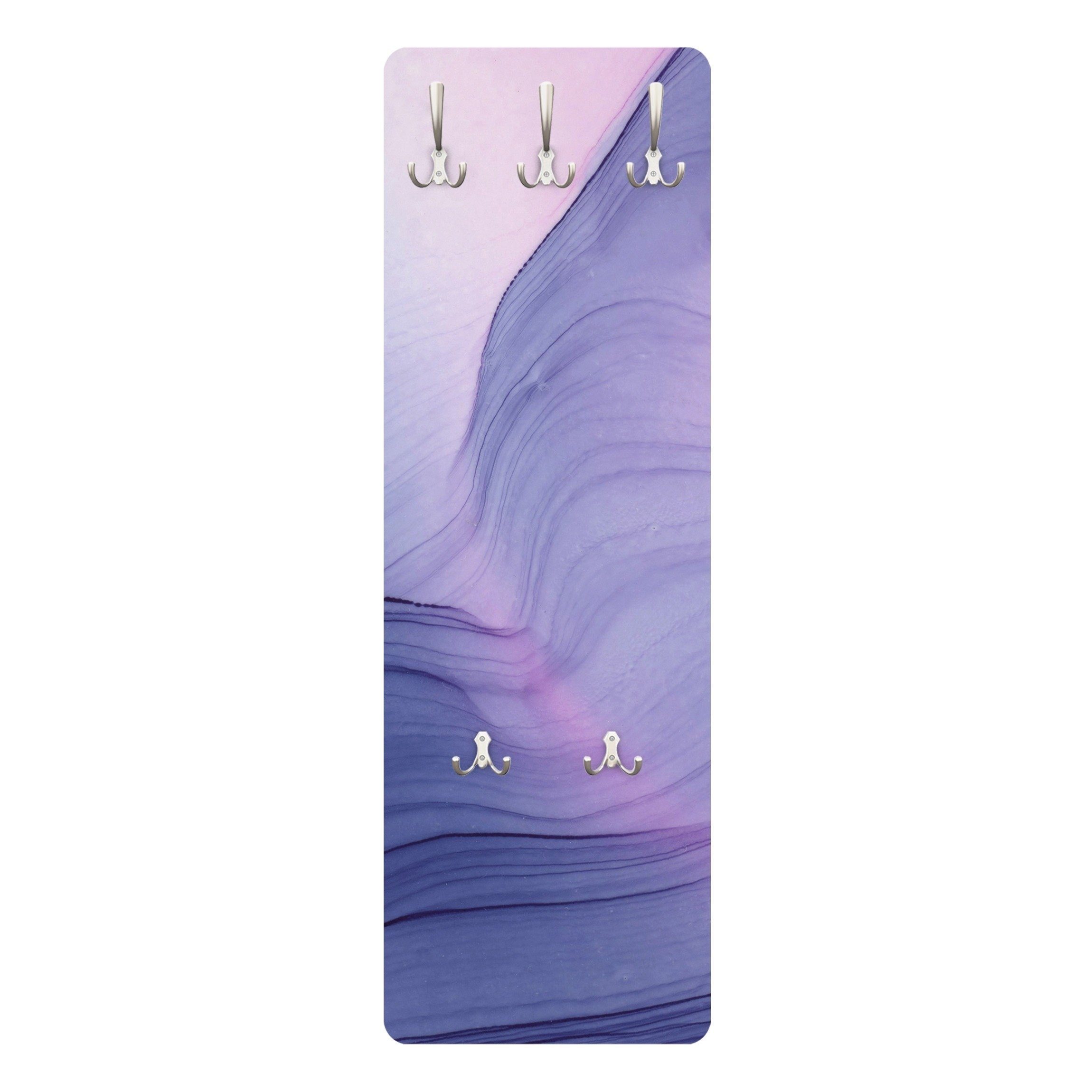 Bilderdepot24 Garderobenpaneel violett Abstrakt Kunst Meliertes Violett Design (ausgefallenes Flur Wandpaneel mit Garderobenhaken Kleiderhaken hängend), moderne Wandgarderobe - Flurgarderobe im schmalen Hakenpaneel Design