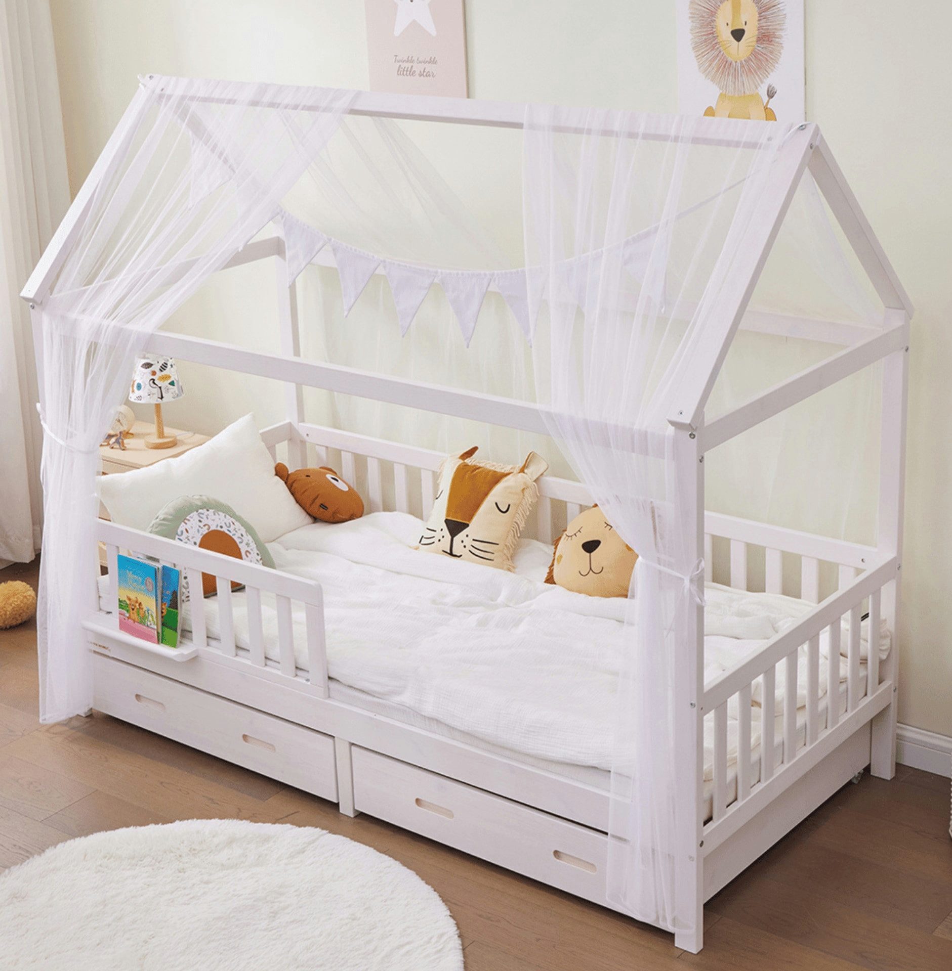 Alavya Home® Betthimmel Alavya Home Hausbett Deko-Set Polyester/Bio-Baumwolle 2er-Set Weiß