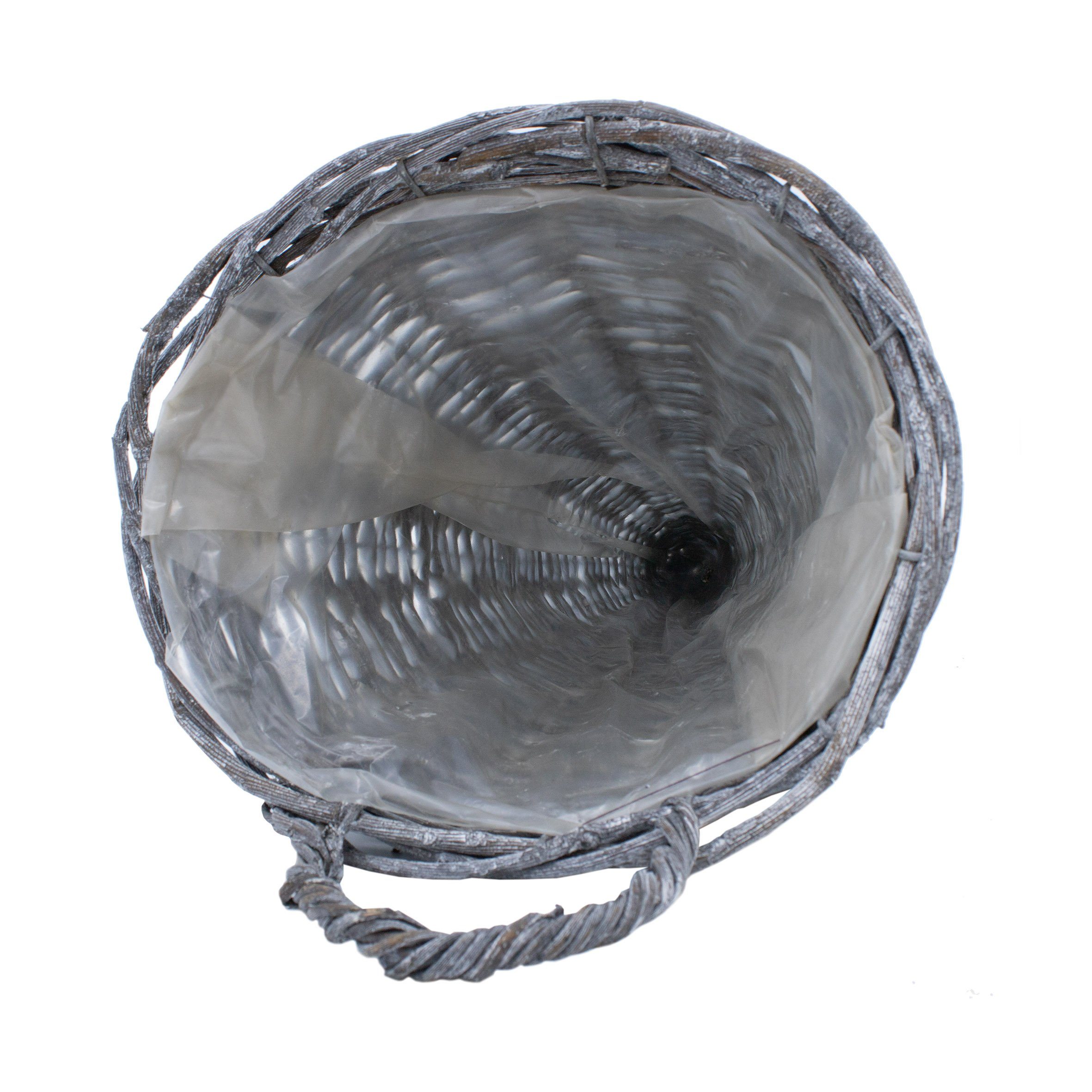 Spetebo Übertopf Wand Blumenampel 41 x 24 cm shabby grau - 2er Set (Packung, 1 St., 1 tlg), Rattan Hänge Pflanzkorb für Innen und Außen