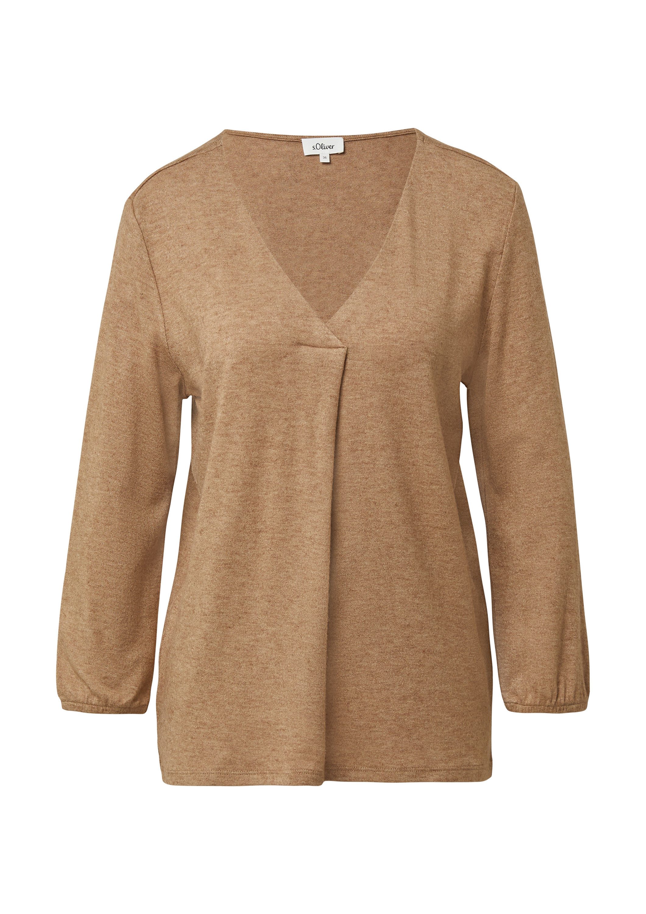 s.Oliver 3/4-Arm-Shirt T-Shirt Meliertes Shirt mit V-Ausschnitt und elastis günstig online kaufen