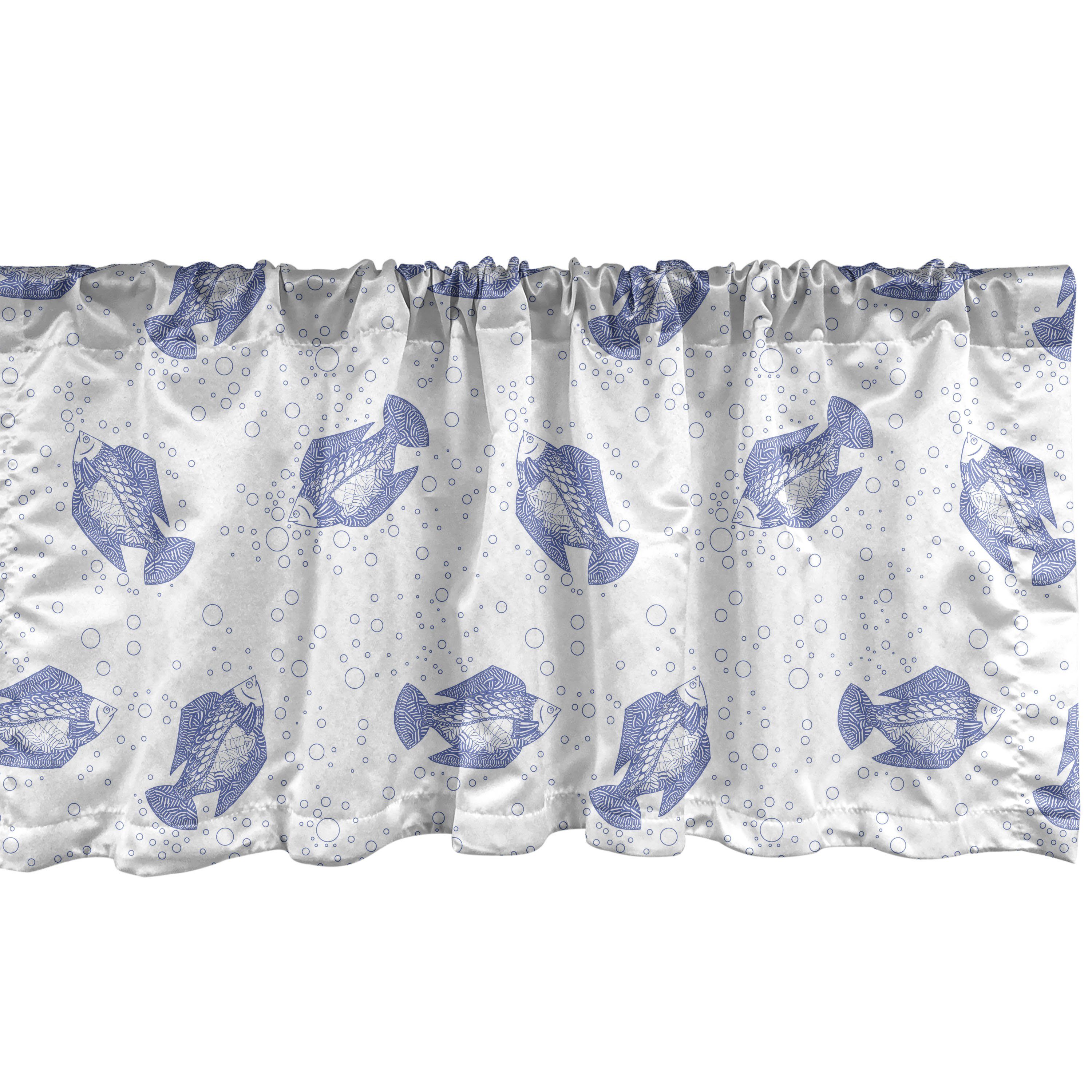Scheibengardine Vorhang Volant für Küche Schlafzimmer Dekor mit Stangentasche, Abakuhaus, Microfaser, Unterwasser- Fische Schwimmen Bubbles