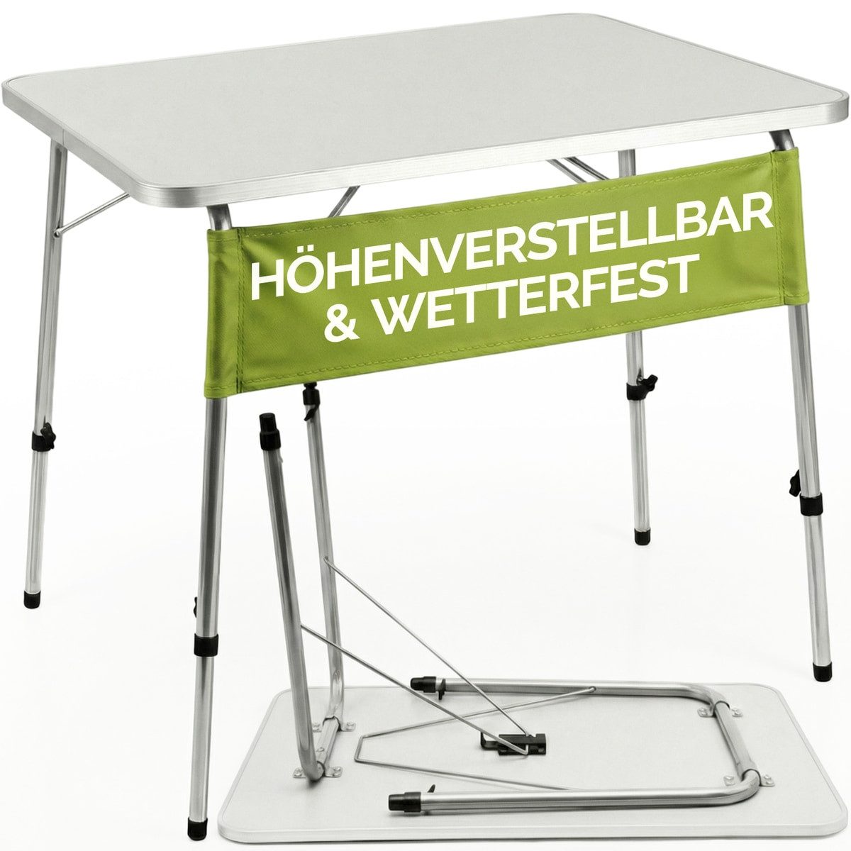 Casaria Campingtisch (1-St), Klappbar Höhenverstellbar 80x55cm Camping Klapptisch Faltbar Leicht