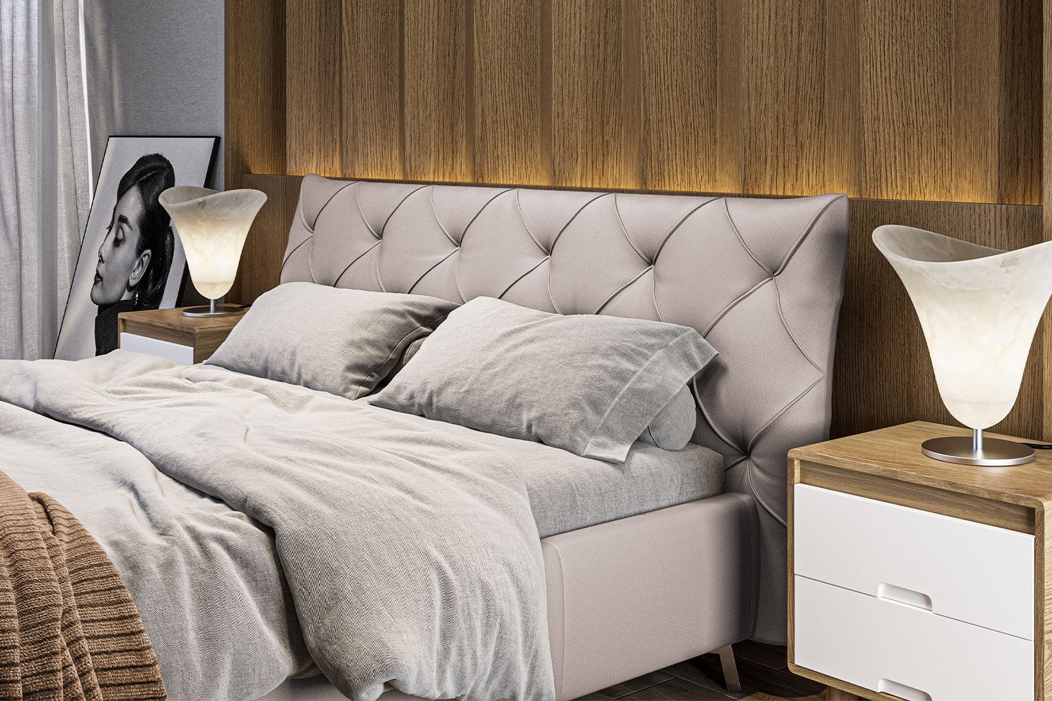 KAWOLA Polsterbett ANNY, Leder oder Velvet, verschiedene Größen und verschiedene Farben