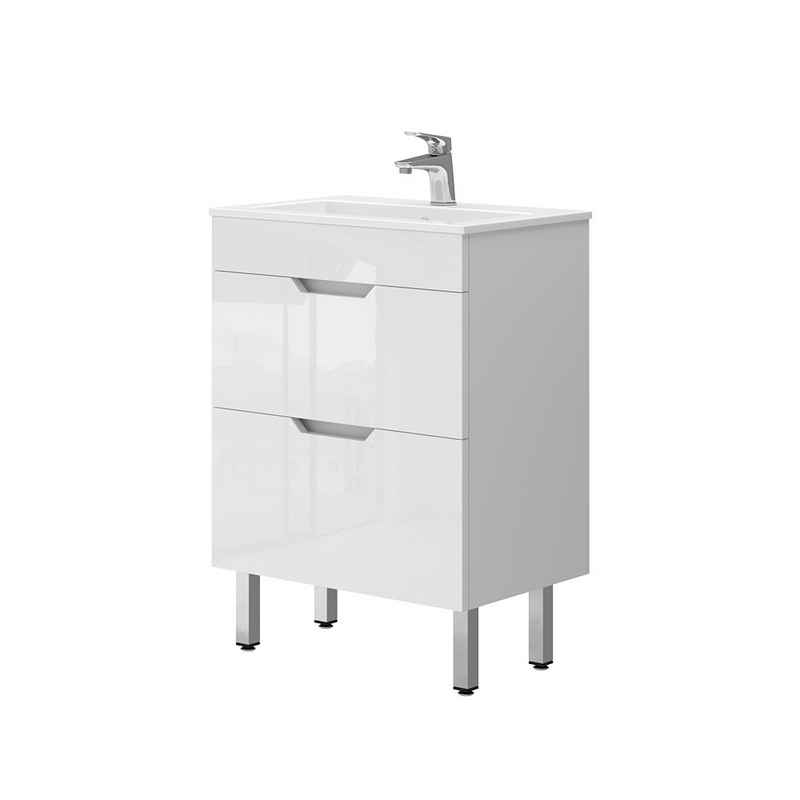 Vicco Badmöbel-Set Waschtisch mit Waschbecken CLAYTON Weiß, (2-St., 2-er Set)