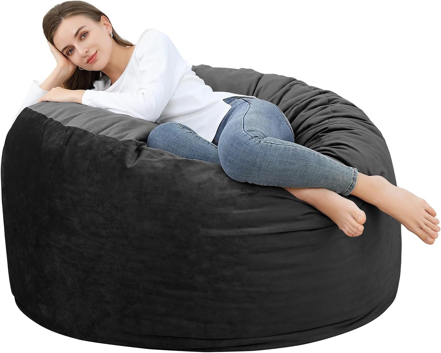 GarveeMore Sitzsack Sessel Bodensessel Beanbag aus Velvet 120x120x70cm