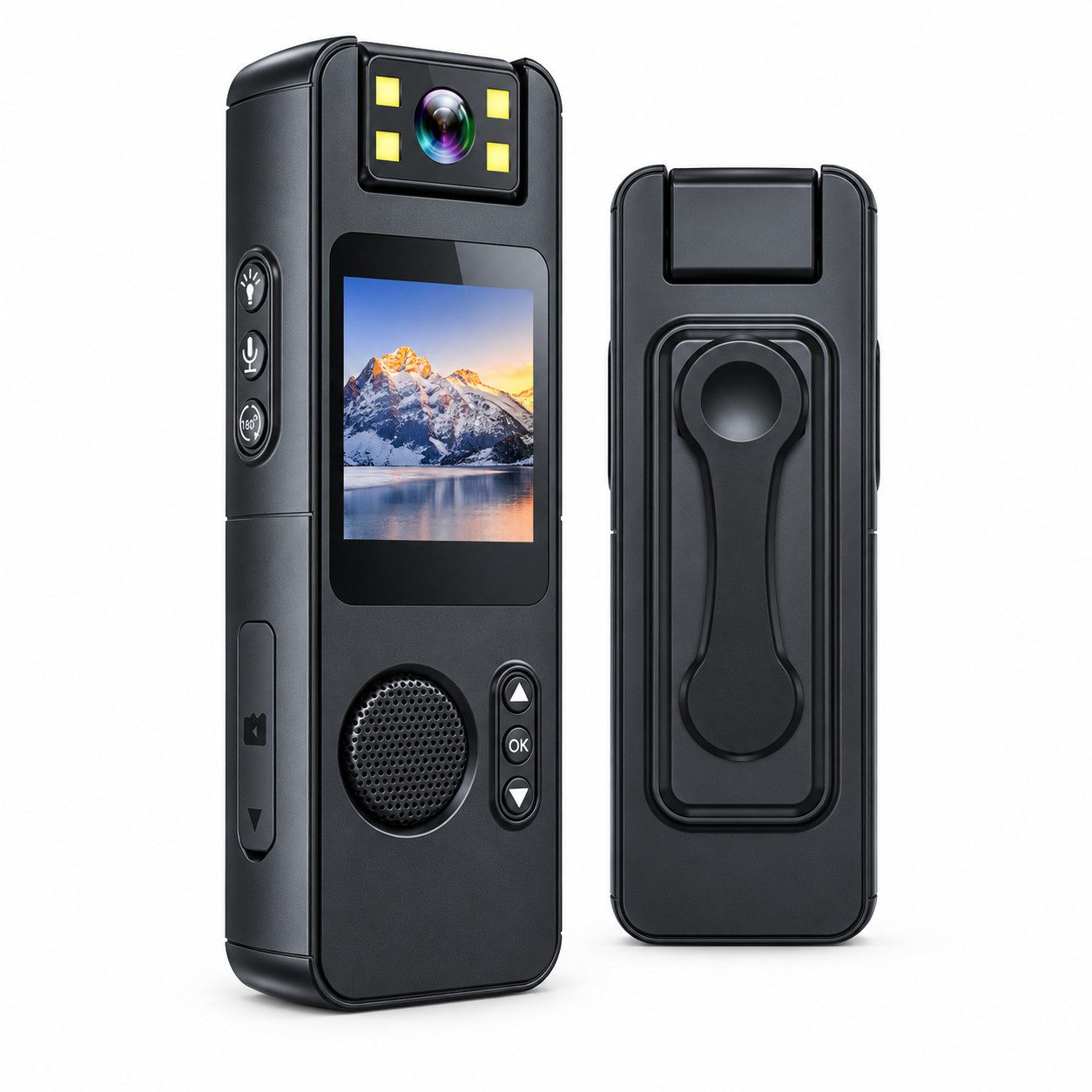 Tekoo Überwachungskamera Bodycam Full HD, mit WLAN, 180° drehbar, inkl. 64GB (Innenbereich, Set, Bewegungserkennung Nachtsicht-LEDs Audioaufnahme)