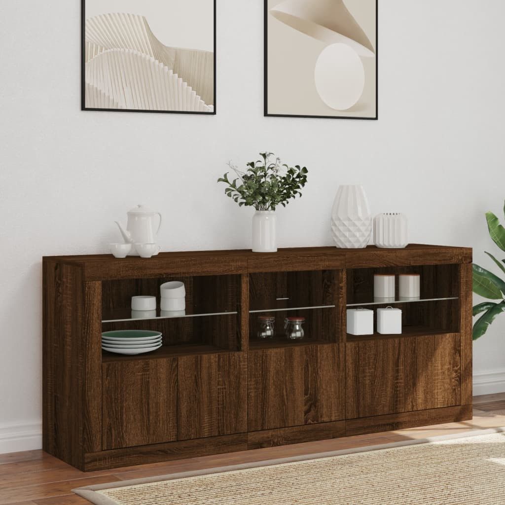 vidaXL Sideboard Sideboard mit LED-Leuchten Braun günstig online kaufen