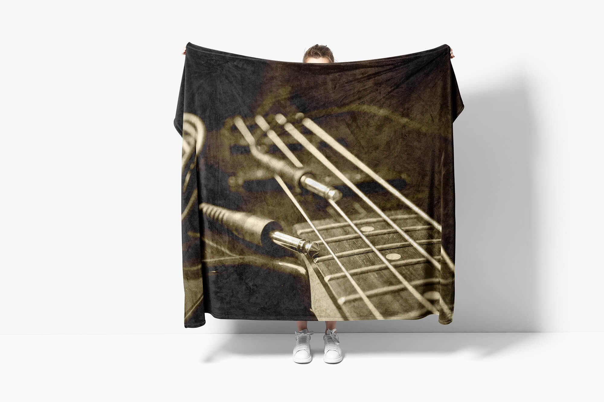 Art Fotomotiv E-Gitarre Handtücher Gitarre, Sinus Kuscheldecke Saunatuch (1-St), Handtuch Handtuch Strandhandtuch mit Baumwolle-Polyester-Mix