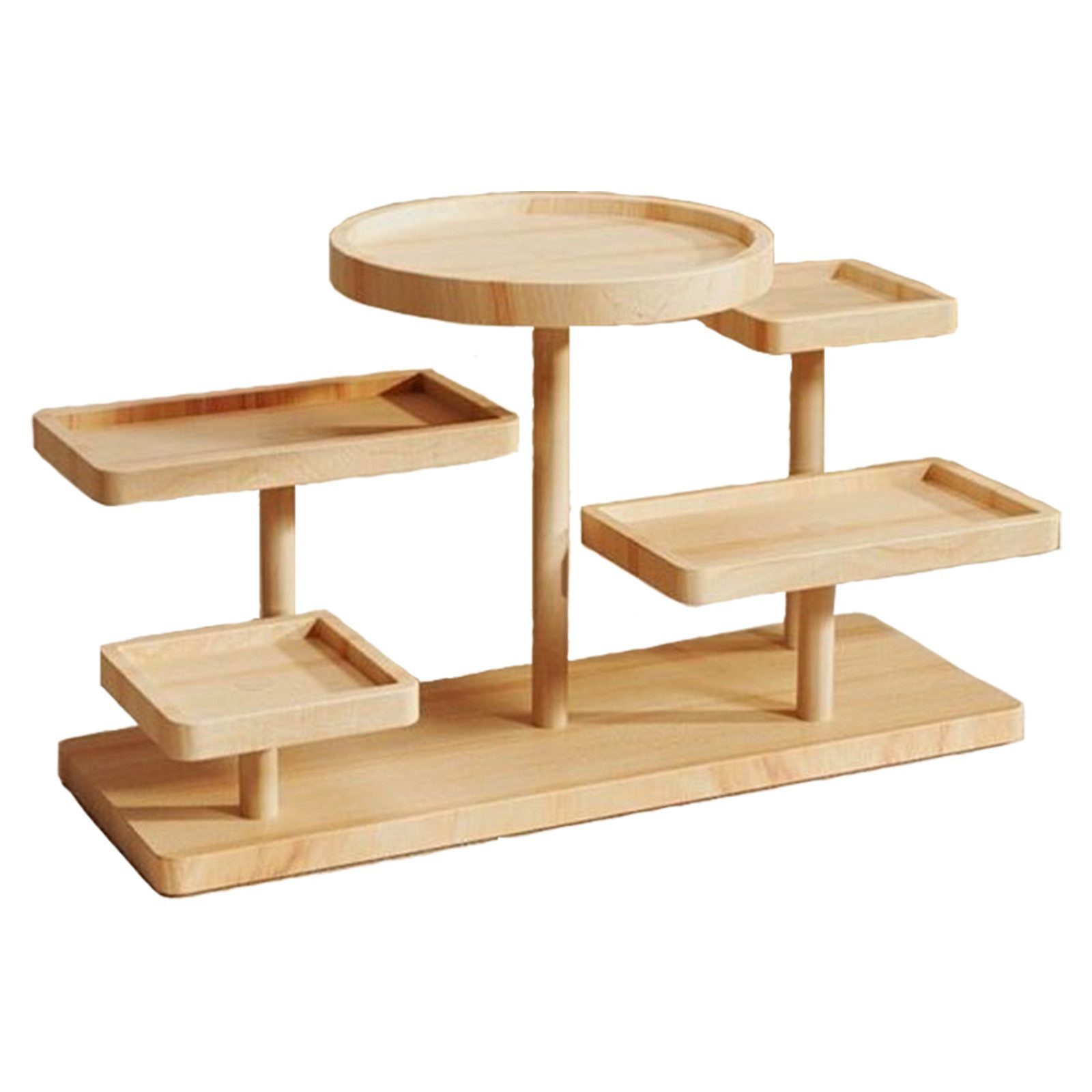 Jumpeak Standregal Hölzerner Verkaufsständ,Mehrstöckiger Lagerungsständer,Ornamentständer, 5-tlg., 4-5 Einlegeböden, drehbar und auswechselbar