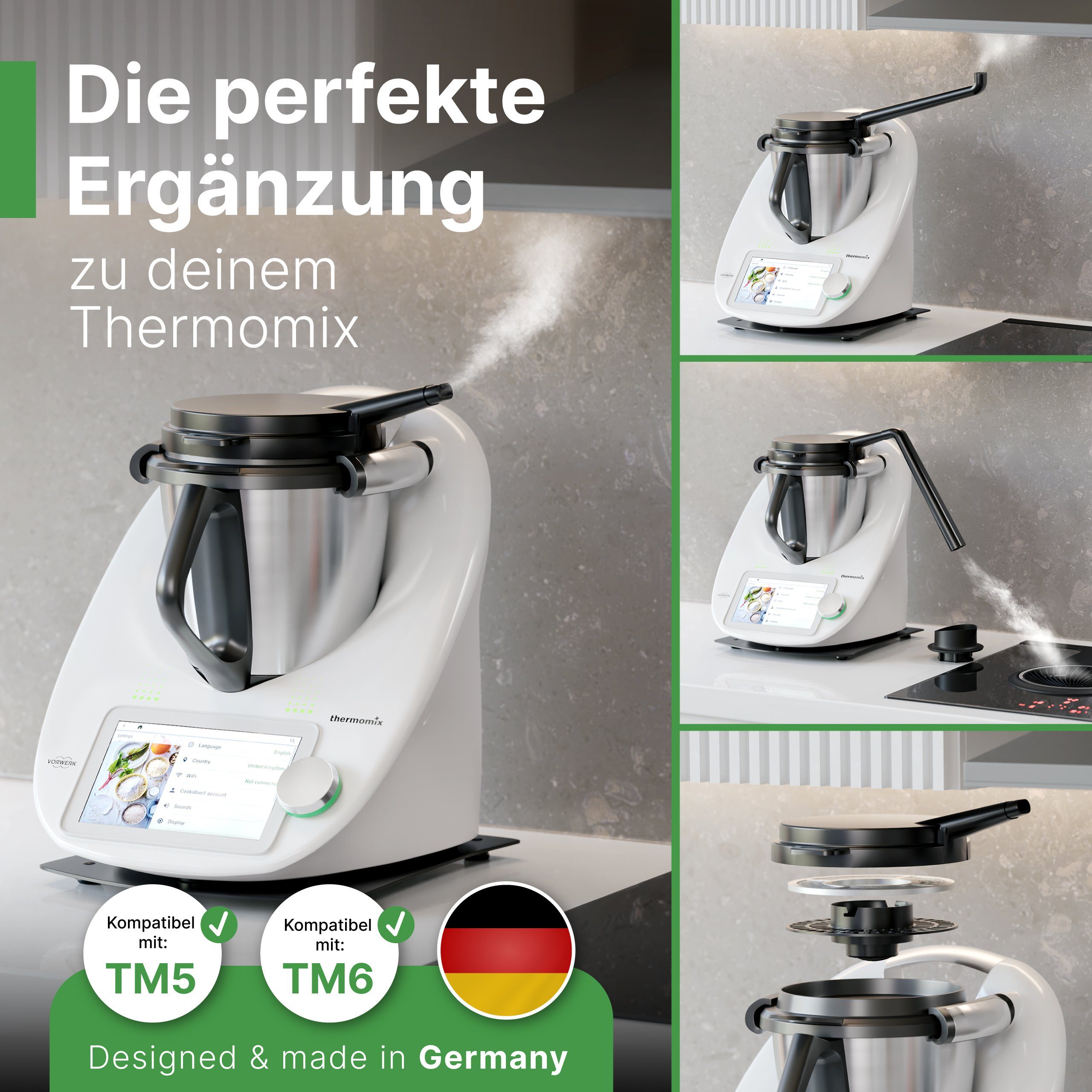 Leckerhelfer - automatisch Lecker Küchenmaschinen Zubehör-Set DampfPRO - Dampfableiter passend für den Thermomix TM5 & TM6, Zubehör für Thermomix TM5 und Thermomix TM6, BPA-Free