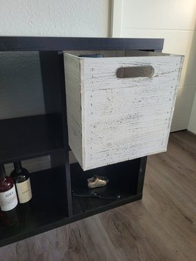 Kistenkolli Altes Land Allzweckkiste 2er set Holzbox Vintage Weiss Regalkiste passend für Ikea Kallax und