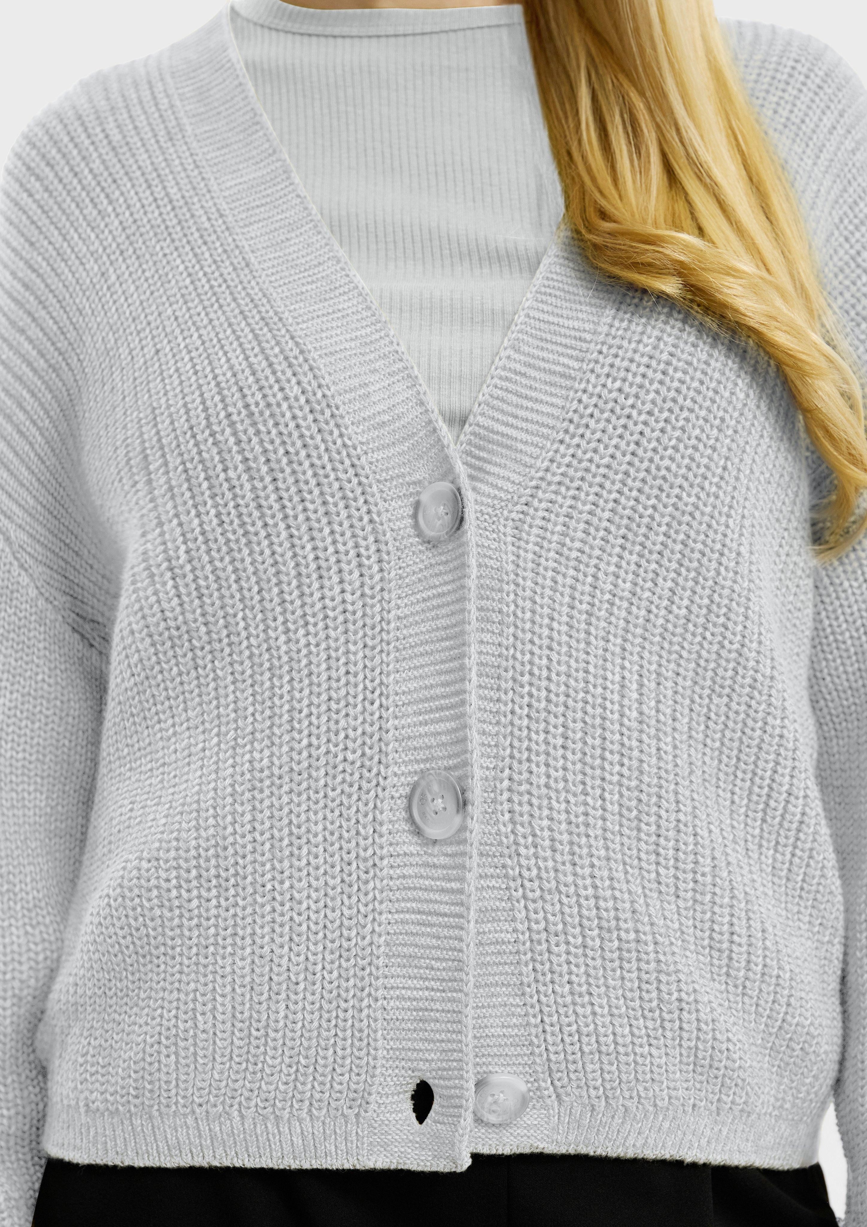 QS Funktionsjacke Melierte Strickjacke aus Baumwollmix günstig online kaufen