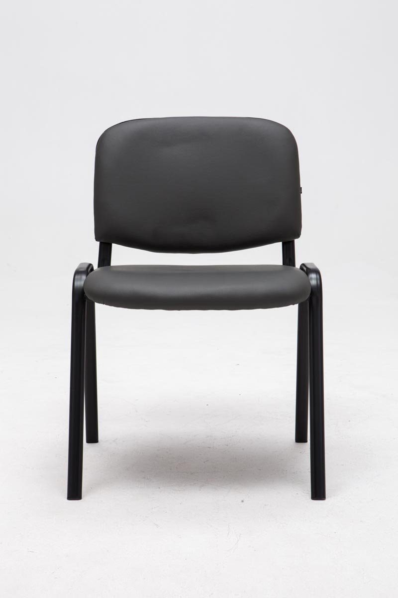 TPFLiving Besucherstuhl Konferenzstuhl Warteraumstuhl Messestuhl), - hochwertiger Polsterung Kunstleder schwarz - grau Gestell: - mit Metall matt - (Besprechungsstuhl Keen Sitzfläche