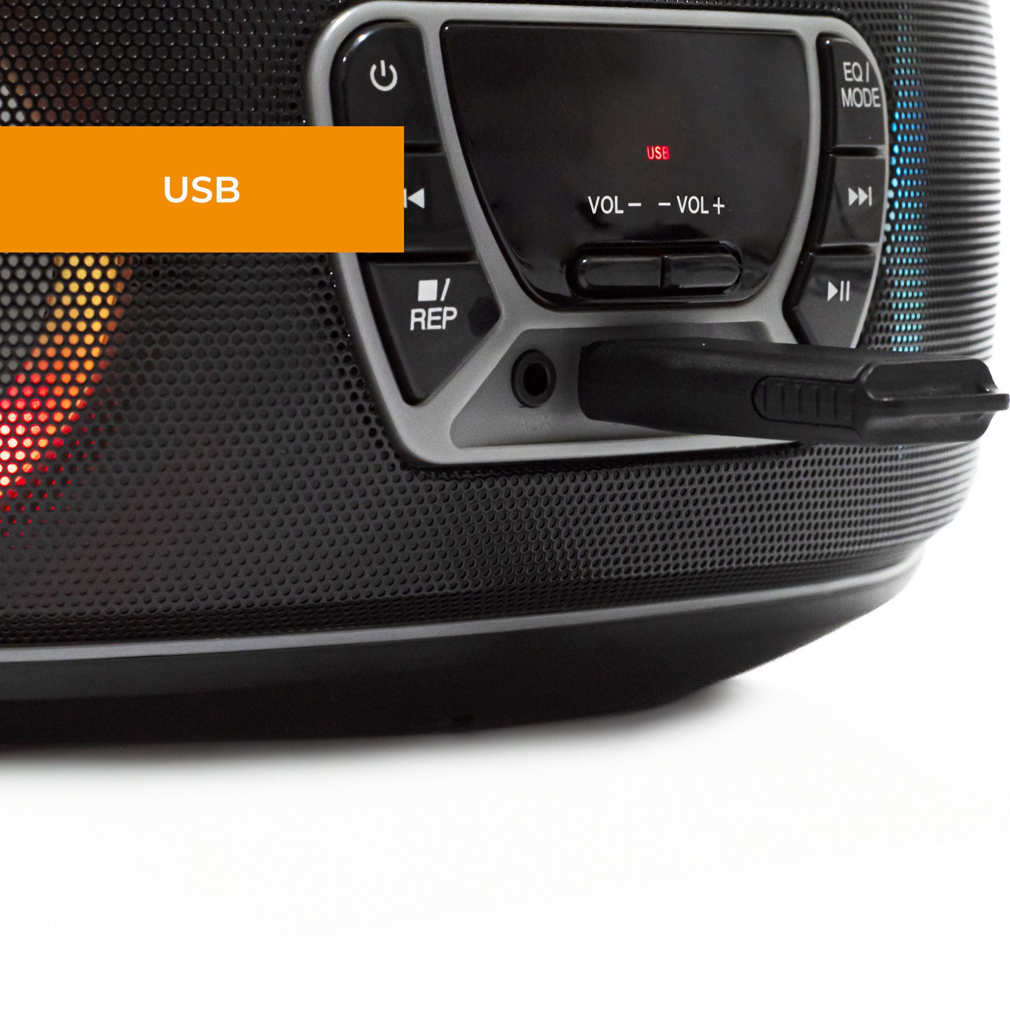 Denver TCL-212BTGR CD-Player (LED-Beleuchtung in Lautsprechergittern, Bluetooth, USB & AUX, CD/FM, LED-Beleuchtung in Lautsprechergittern, Bluetooth, USB & AUX, CD/FM)