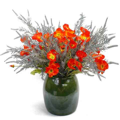 Kunstblume künstlicher Blumenstrauß Mohn-Shine 50 Durchmesser Mohn, Arnusa, Höhe 50 cm, Premium Kunstpflanzen