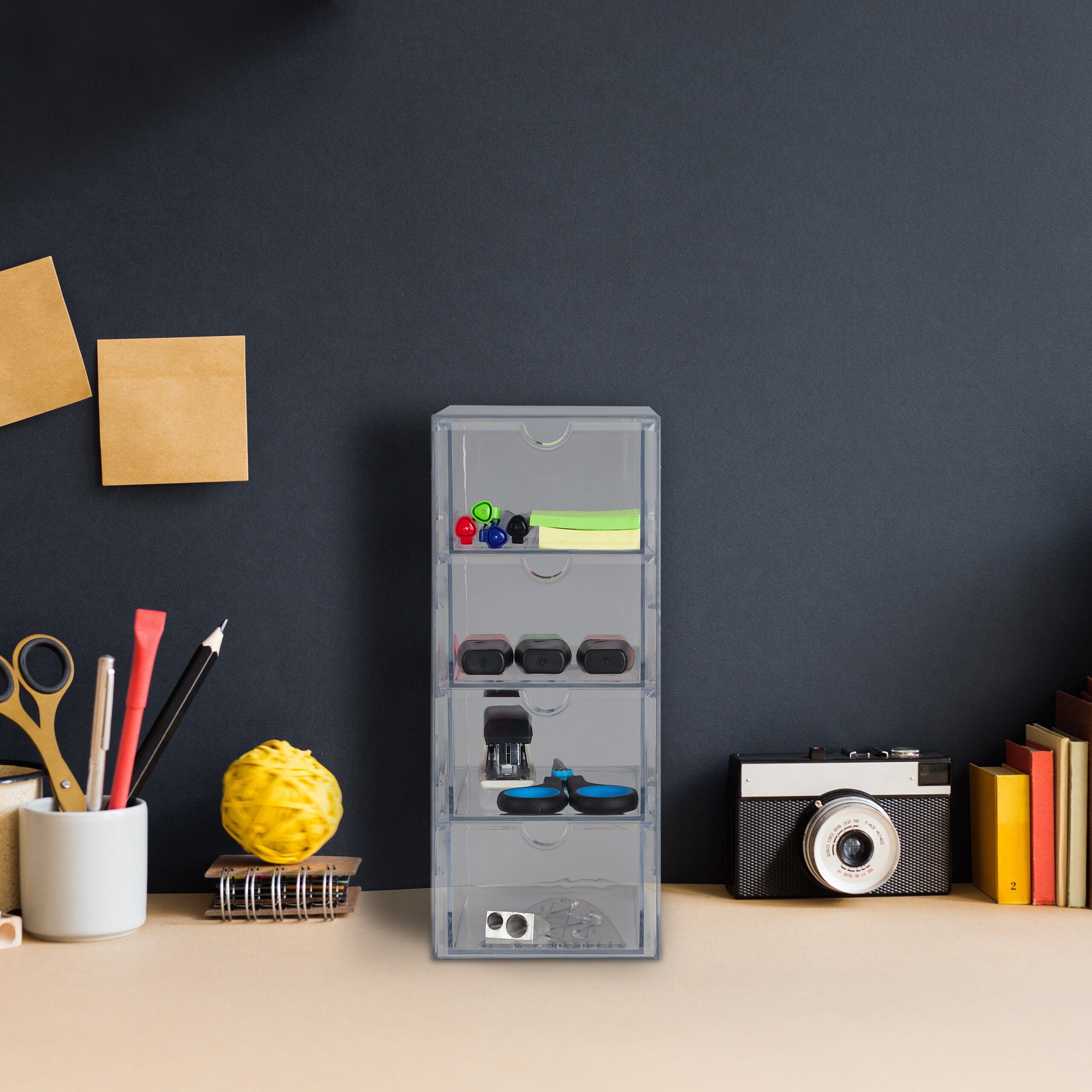 relaxdays Schubladenbox mit 4 Fäch