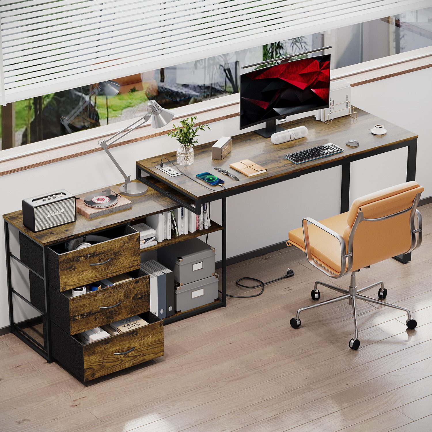 HOMALL Schreibtisch L-förmiger Computertisch mit 3 günstig online kaufen