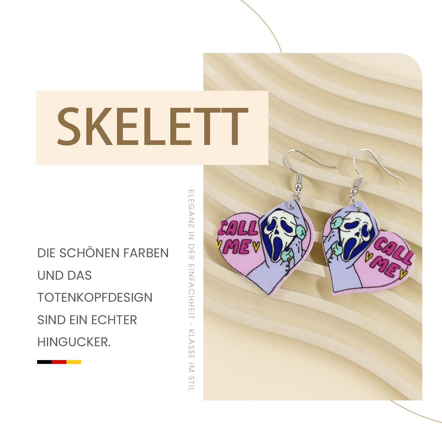 MAGICSHE Ohrring-Set Skelette, Liebesformen (1 rot Paar), Ohrringe Halloween