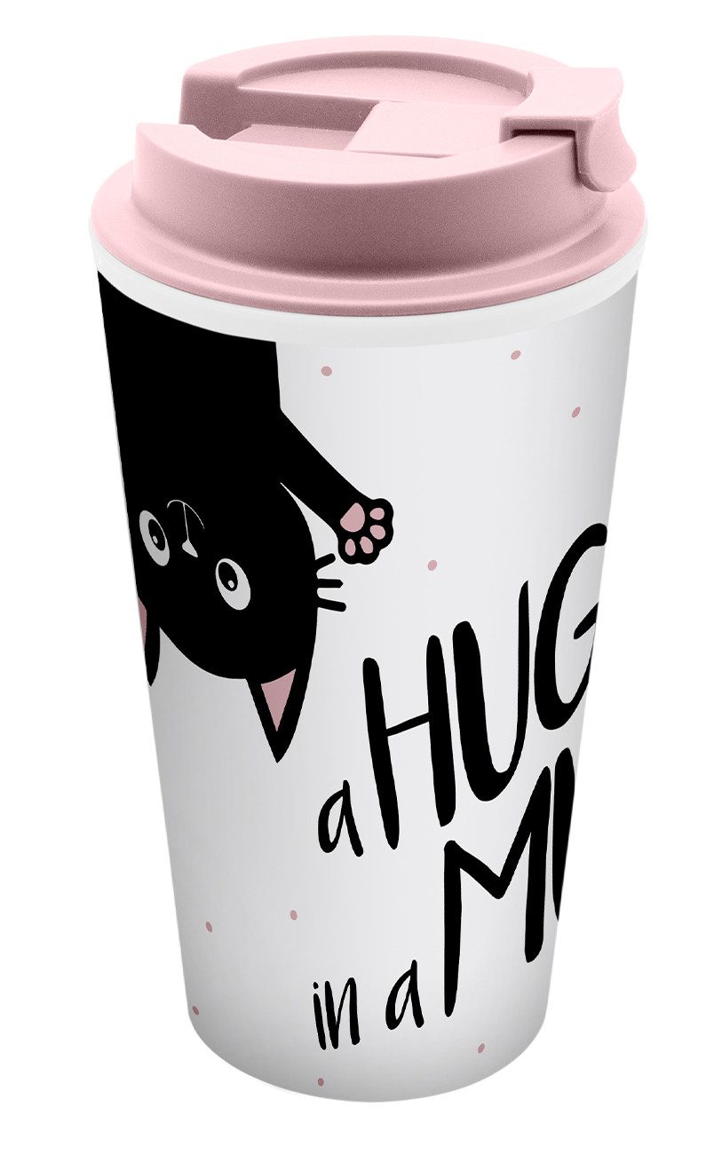 Geda Labels GmbH Coffee-to-go-Becher Hug in a mug, 1-tlg., PP, Rosa, 400ml, doppelwandig